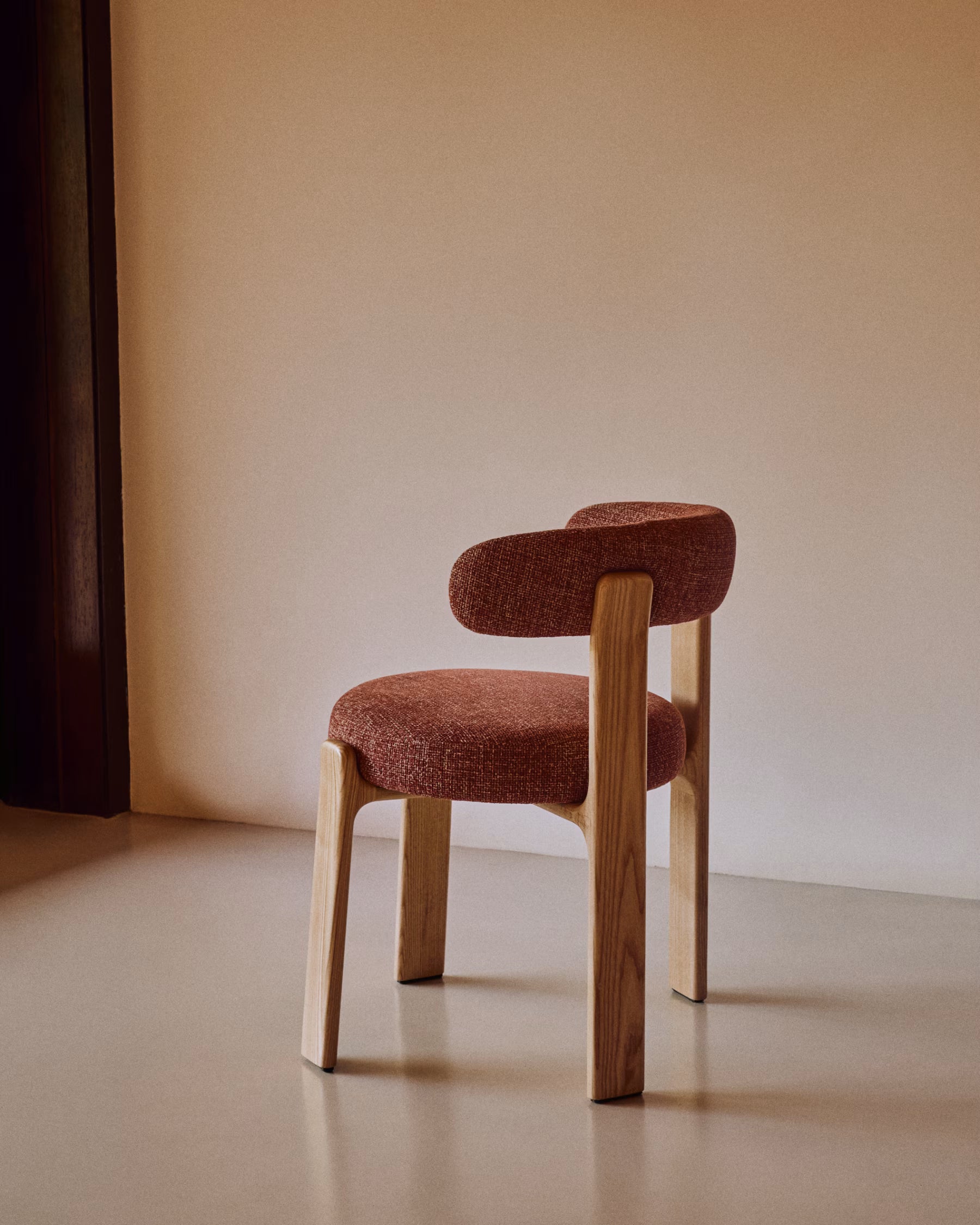 GRANITE chair in red chenille with an ash base