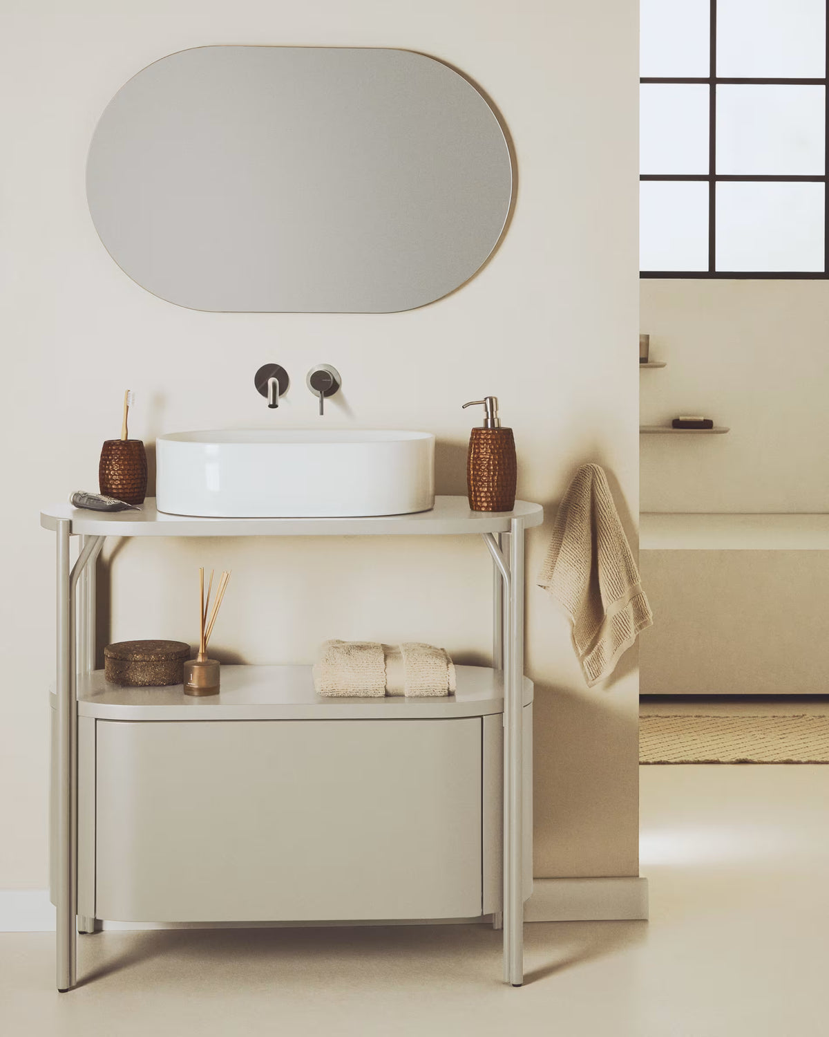 Oval countertop sink OVARA white ceramic