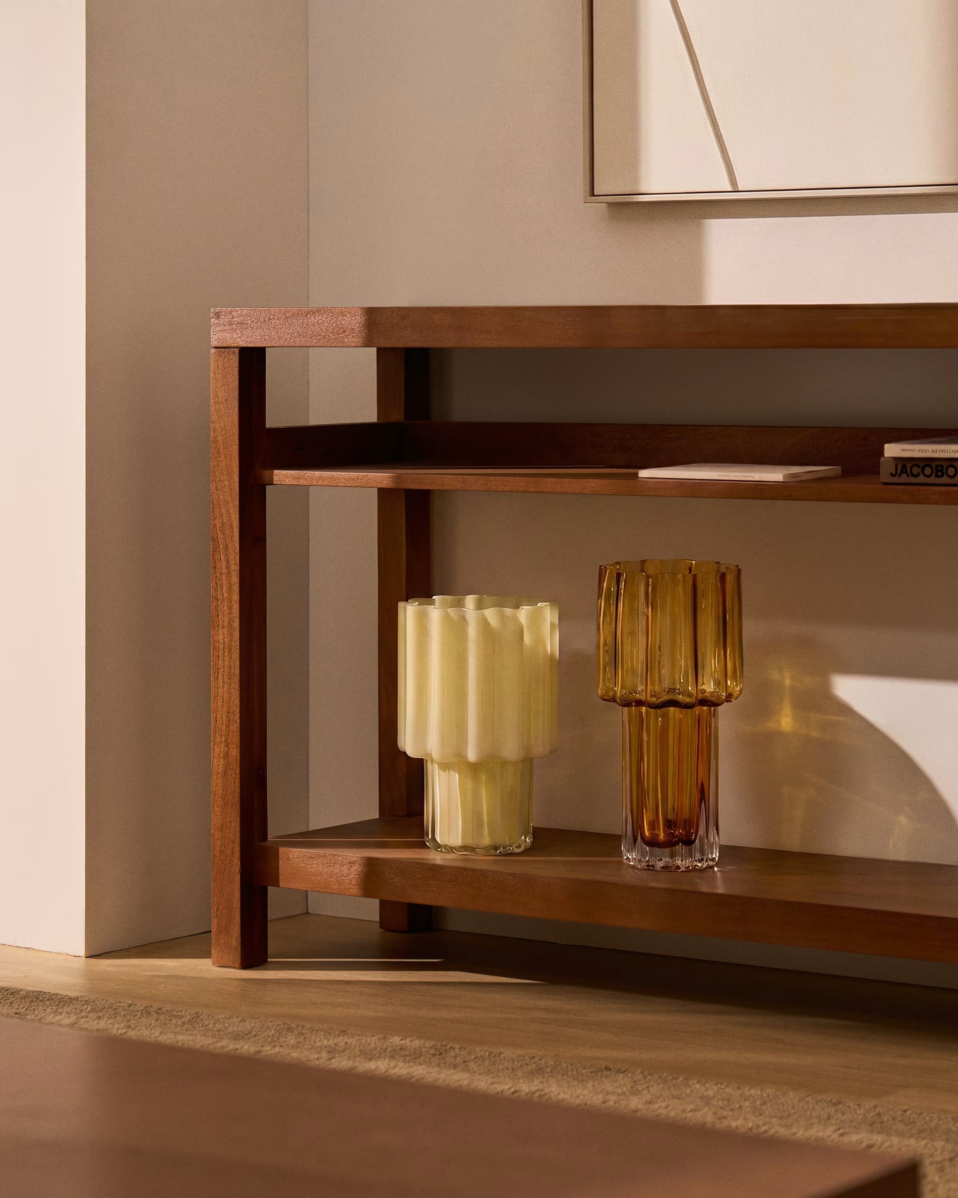 NORANI lite console in acacia wood and veneer
