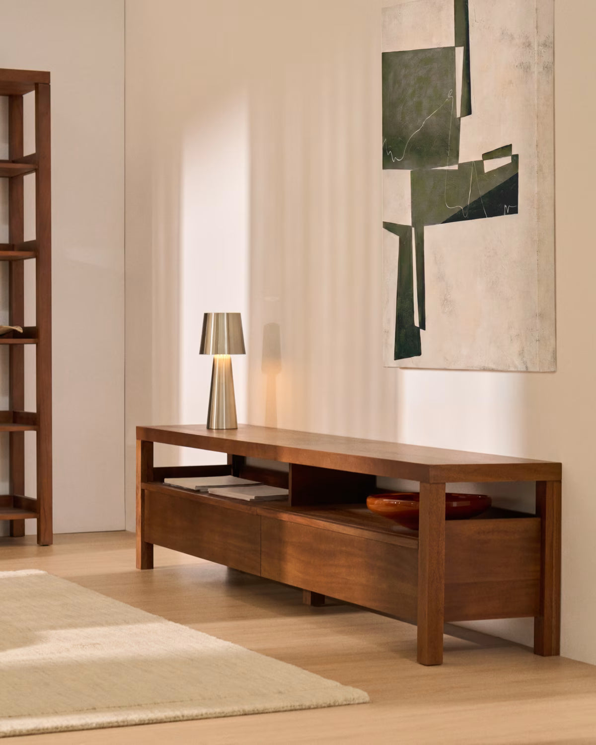 NORANI TV cabinet in light acacia wood and veneer