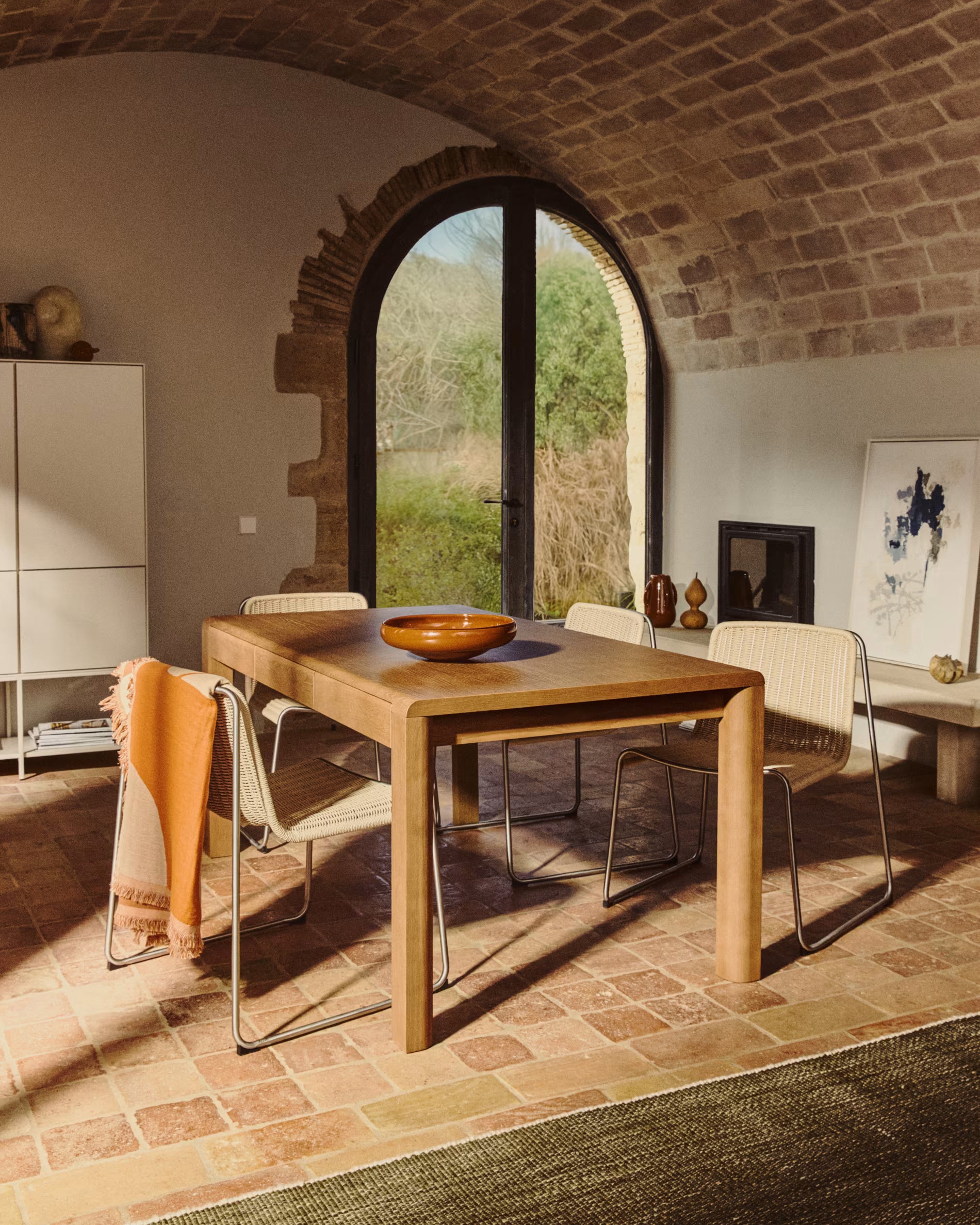 ARELIDA Oak Veneer Drawer Table