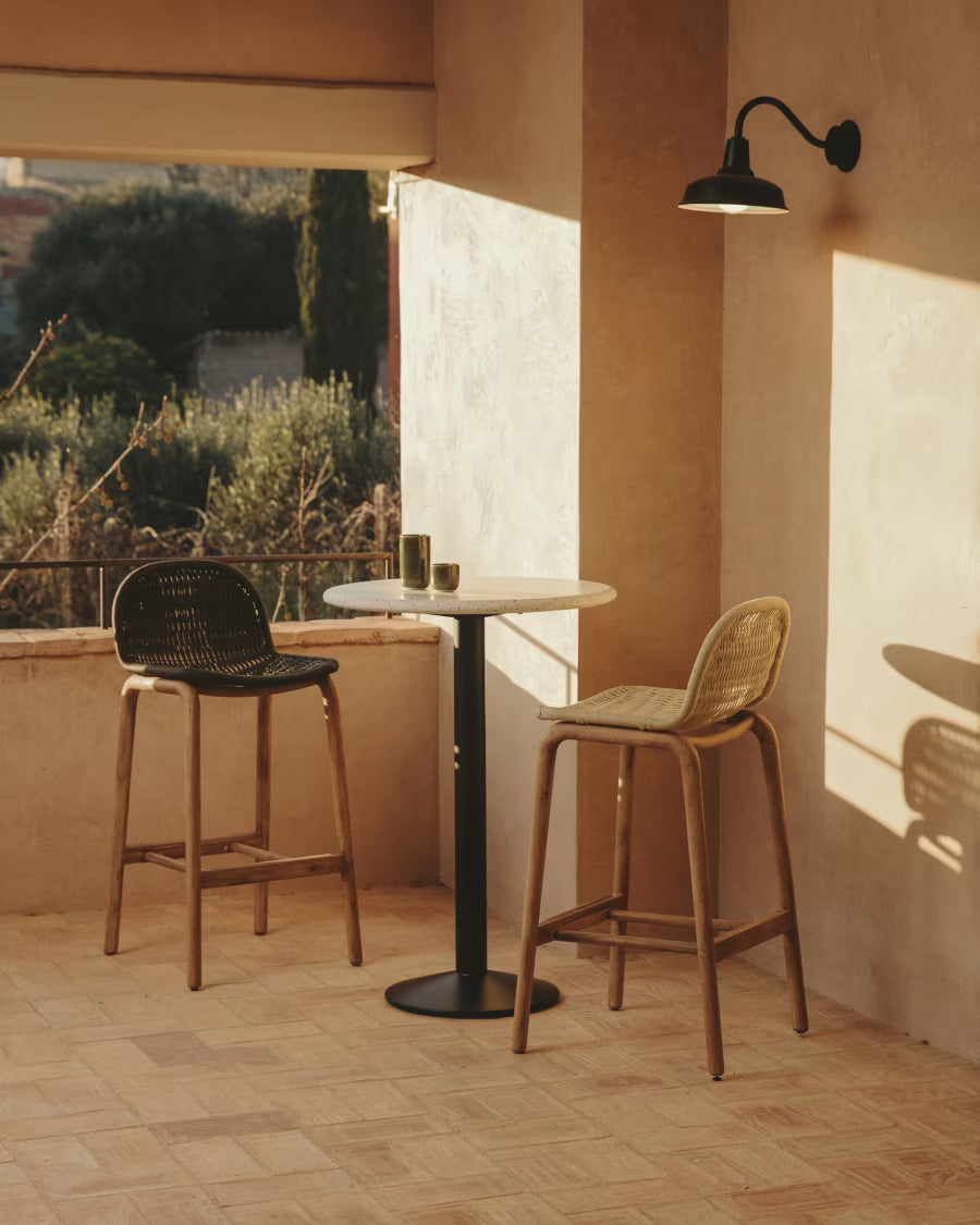 ALIPA Outdoor Bar Chair Beige with Acacia Wood