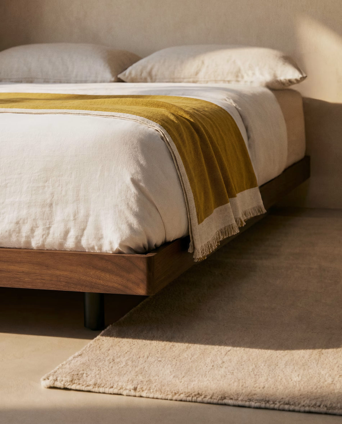 NORLEN bed base dark brown walnut veneer