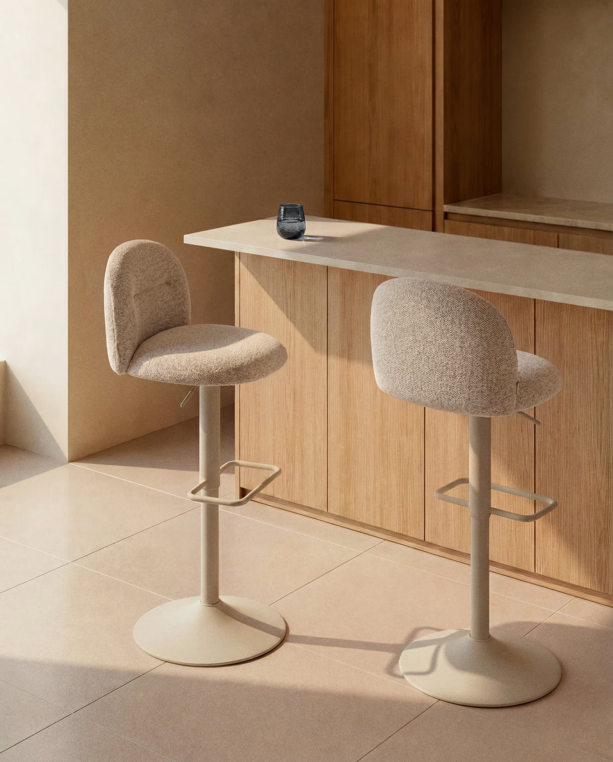 ARINO Beige Chenille Stool
