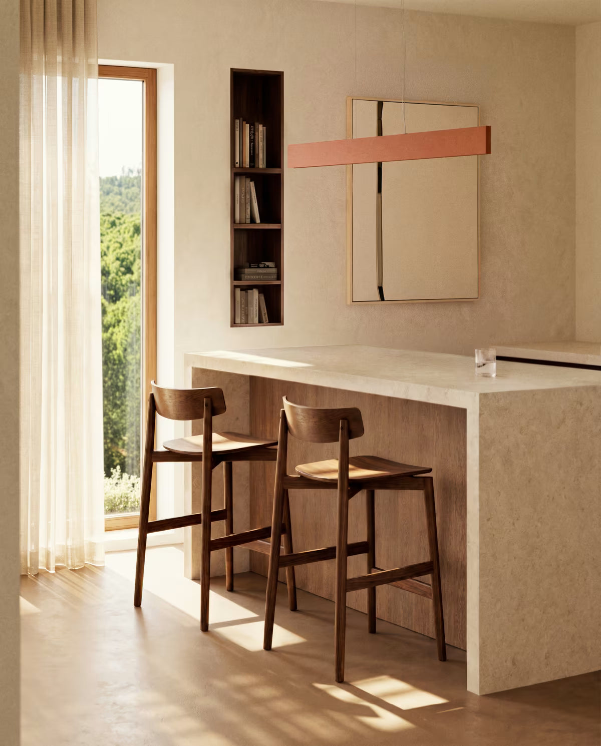 EVERA bar stool in dark oak veneer