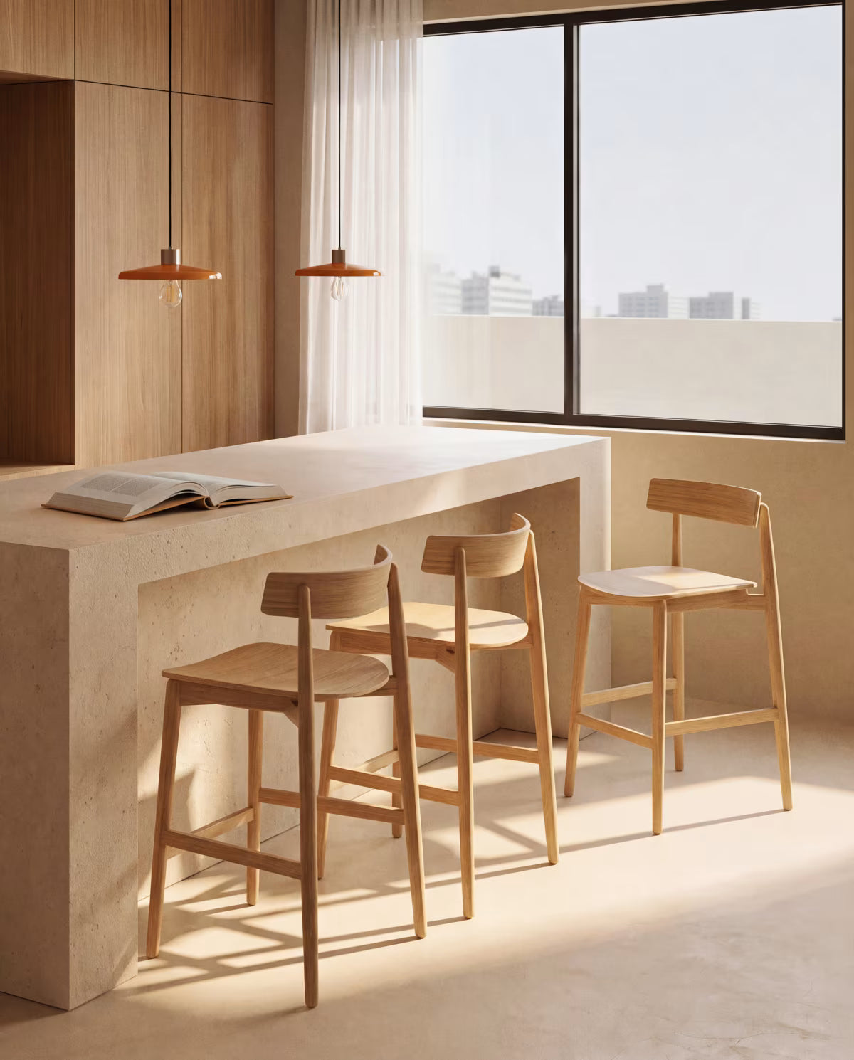 EVERA Bar Stool with Oak Veneer