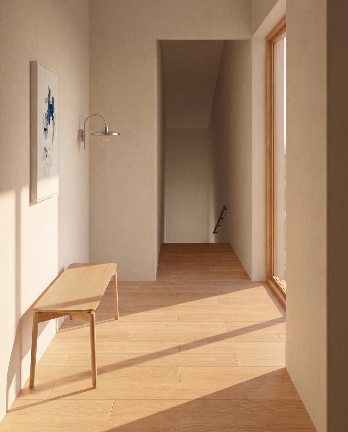 EVERA bench with oak veneer