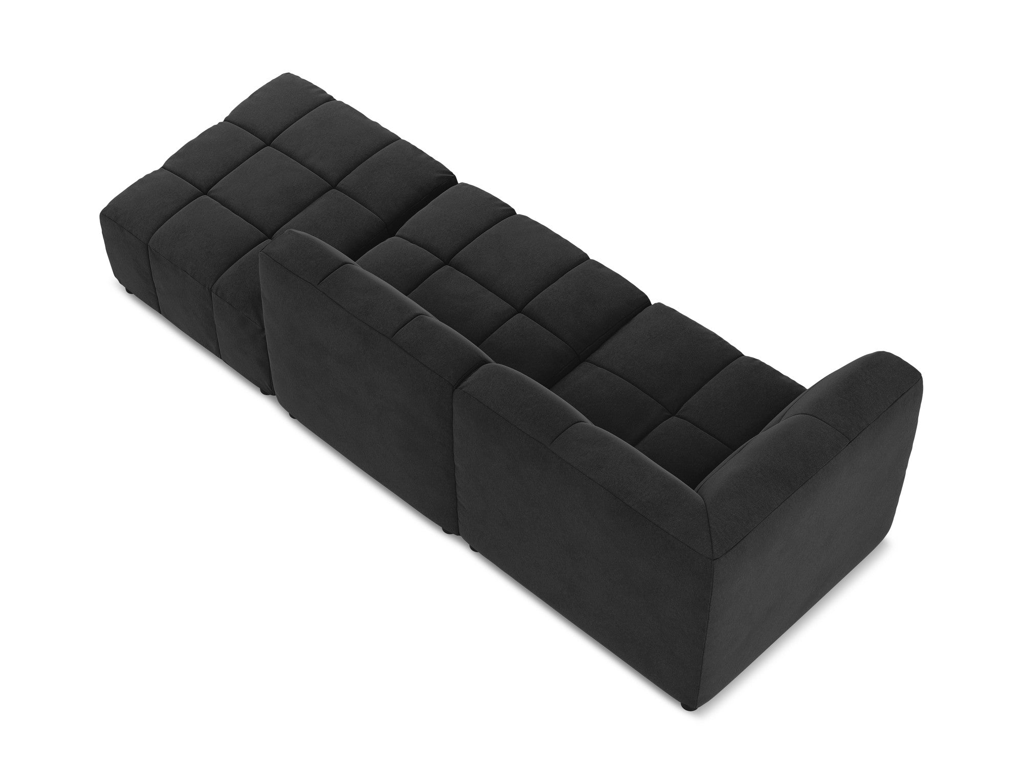 Black Left-Open Velvet Modular Sofa for 3 People ALOHA