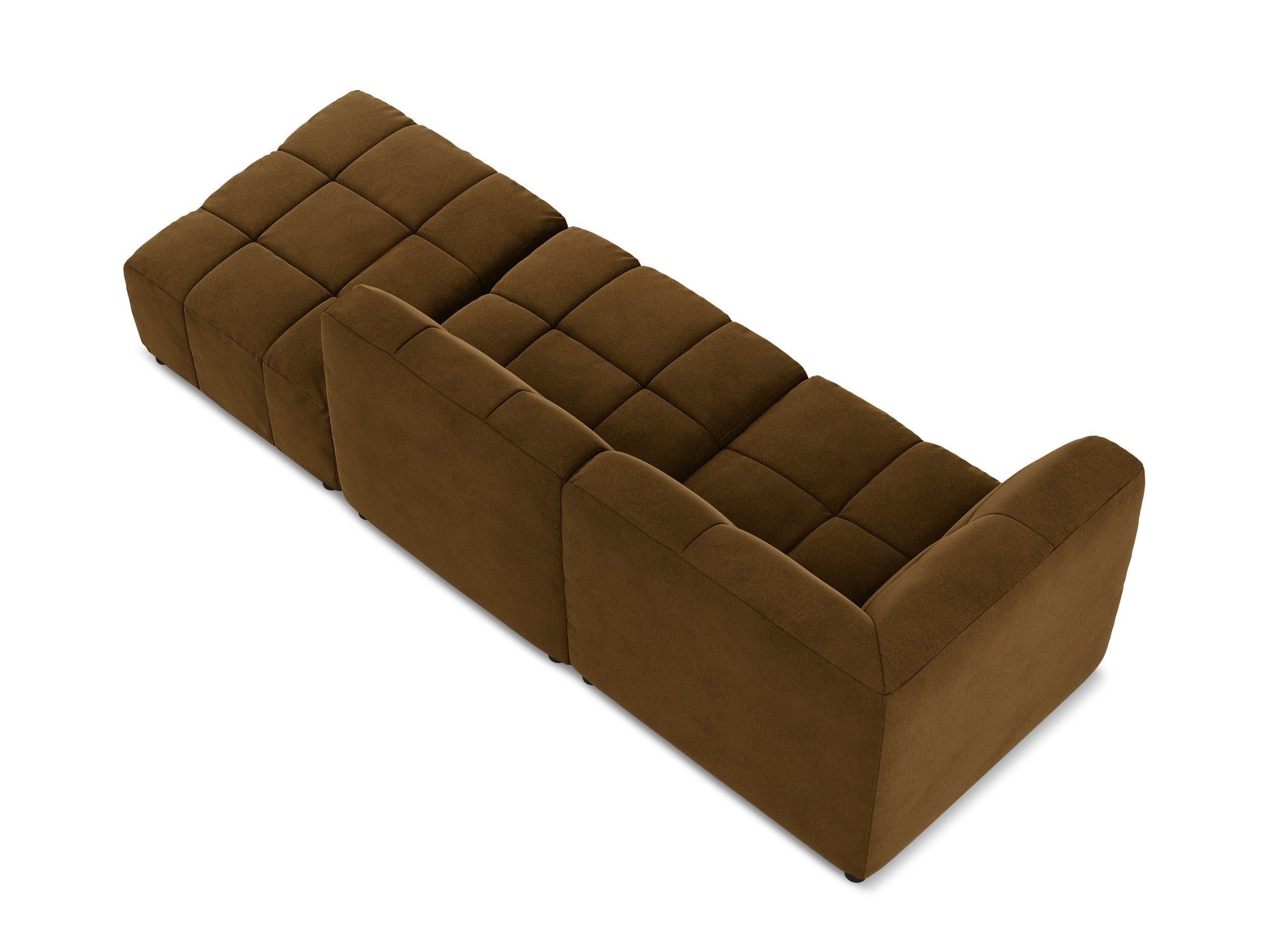 Open left-facing velvet modular sofa for 3 people ALOHA mustard