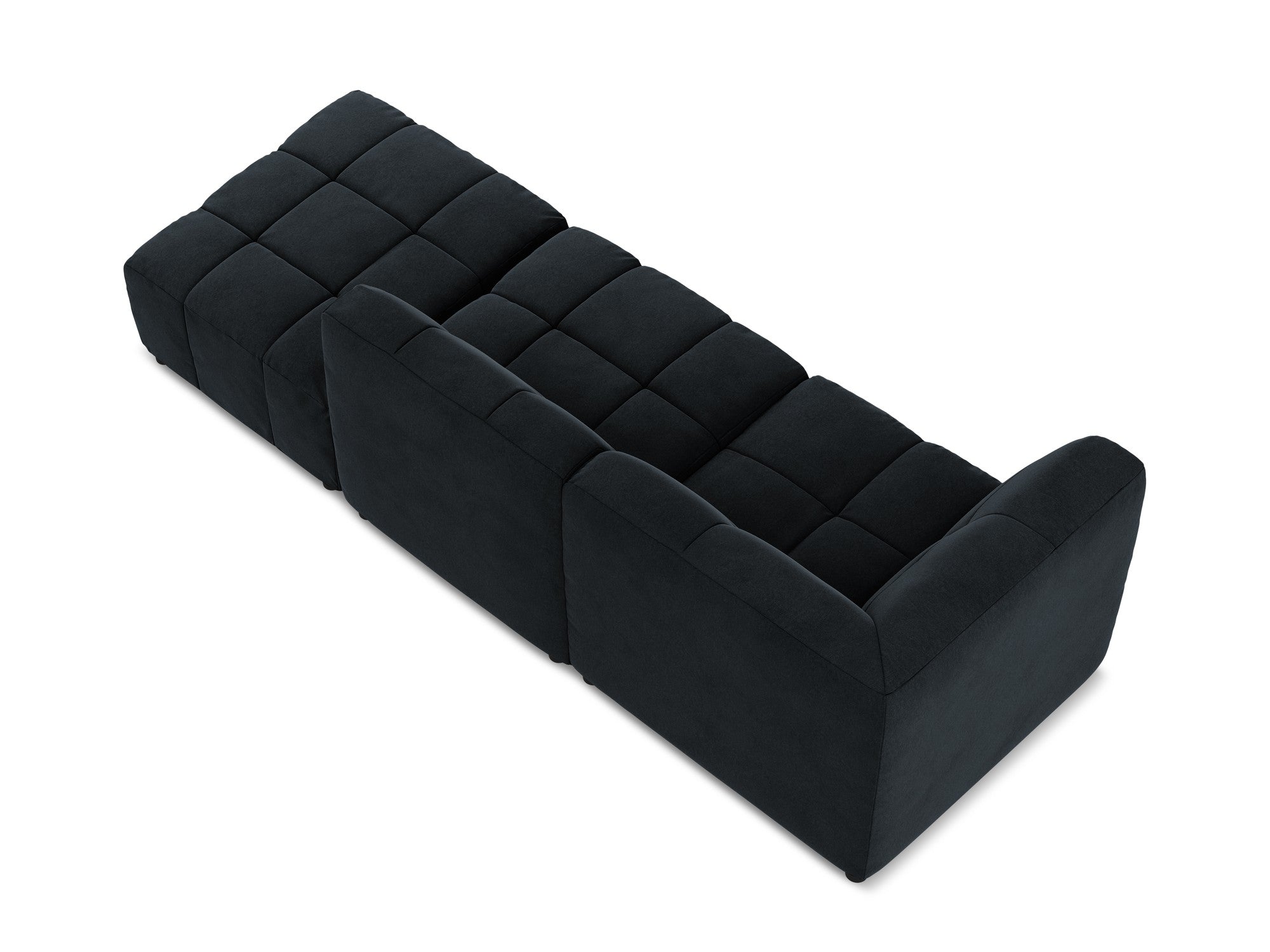 Left-facing open velvet modular sofa for 3 people ALOHA in royal blue