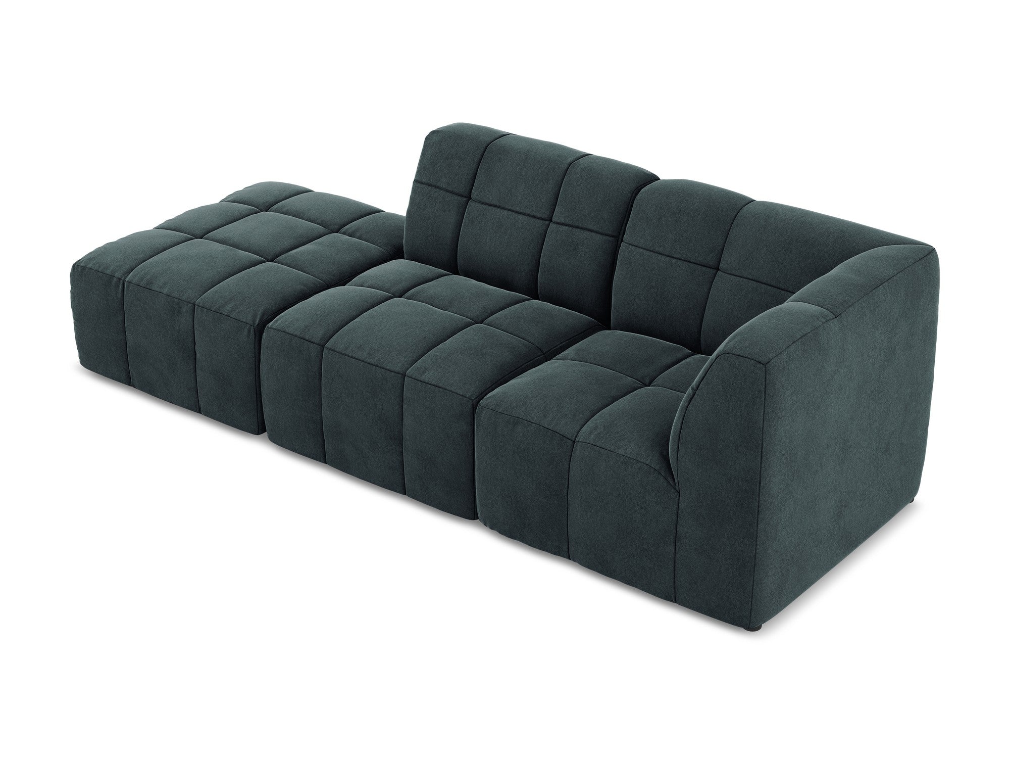 Aloha Sea Green Right-Arm Open Modular Velvet Sofa for 3 People