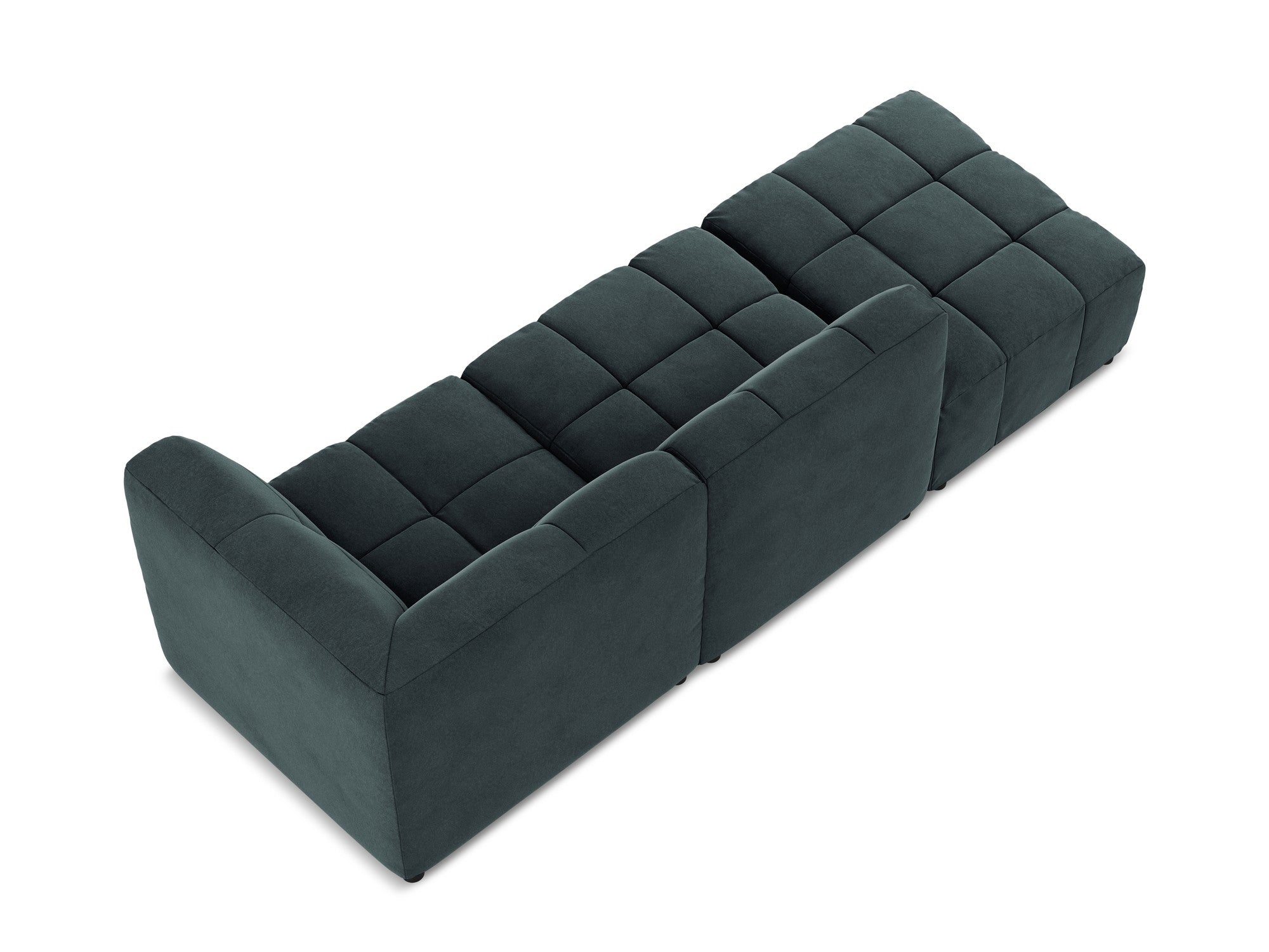 Aloha Sea Green Right-Arm Open Modular Velvet Sofa for 3 People