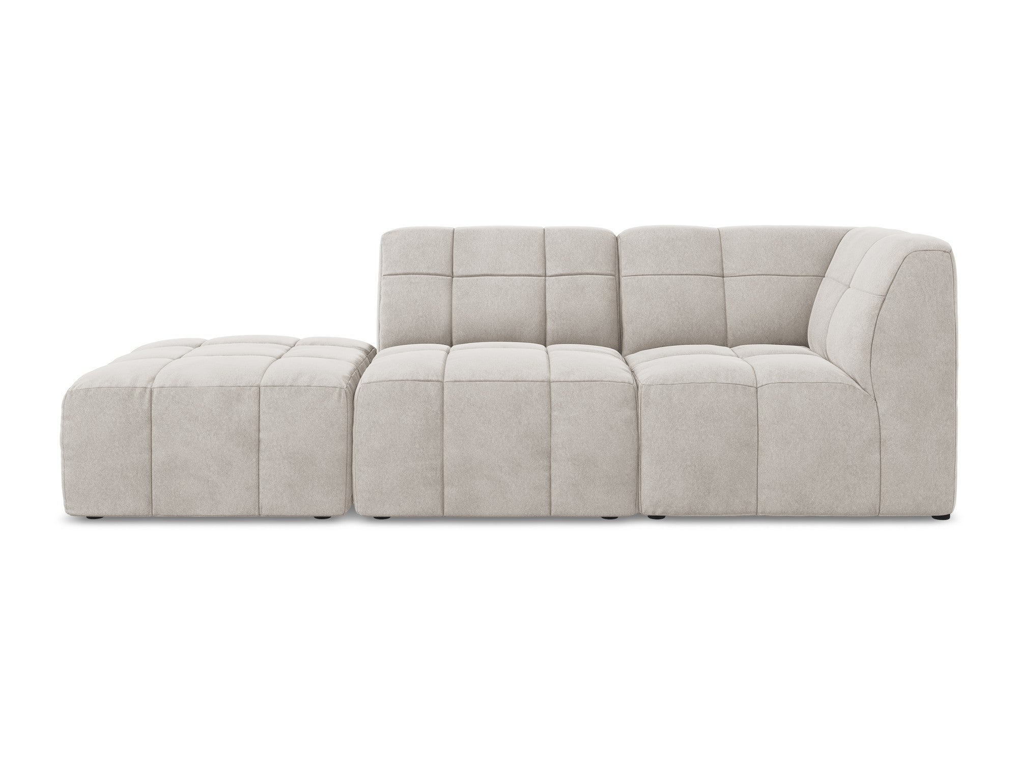 Right-facing open velvet modular sofa for 3 people ALOHA light beige