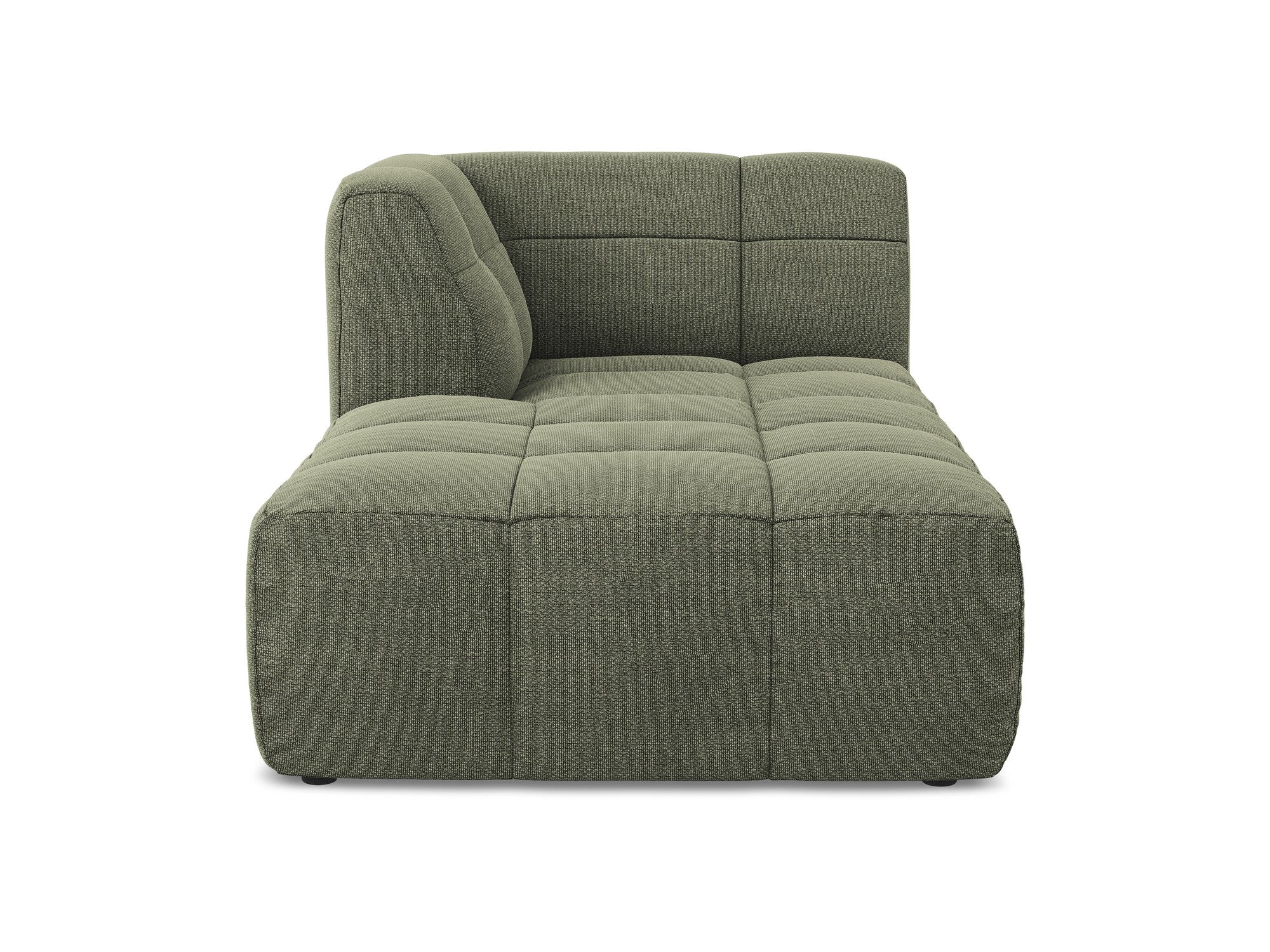 Left-facing ALOHA olive boucle chaise longue