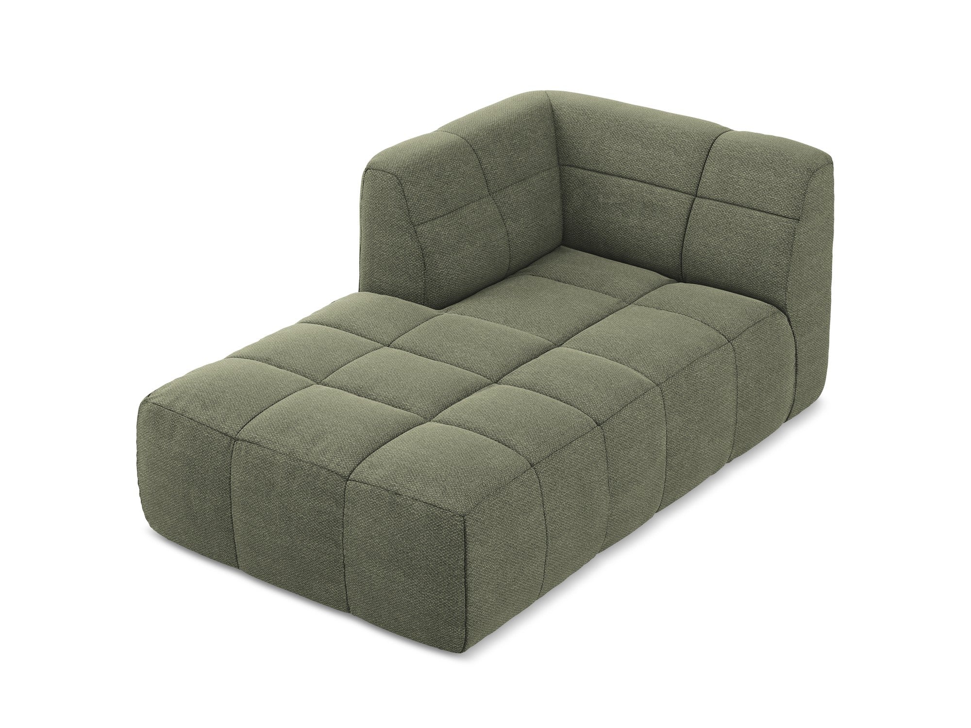 Left-facing ALOHA olive boucle chaise longue