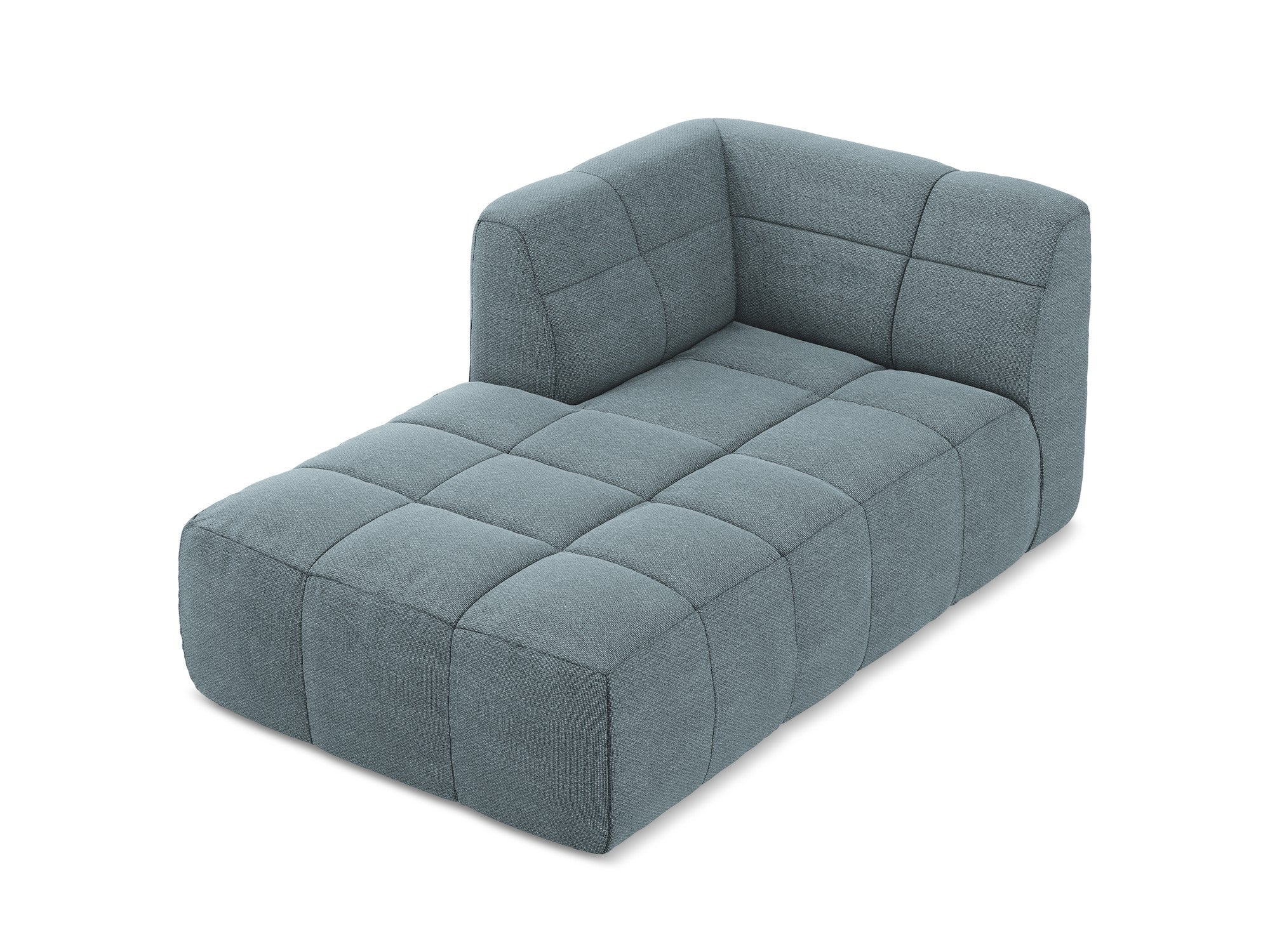 Left-facing ALOHA denim blue boucle chaise longue