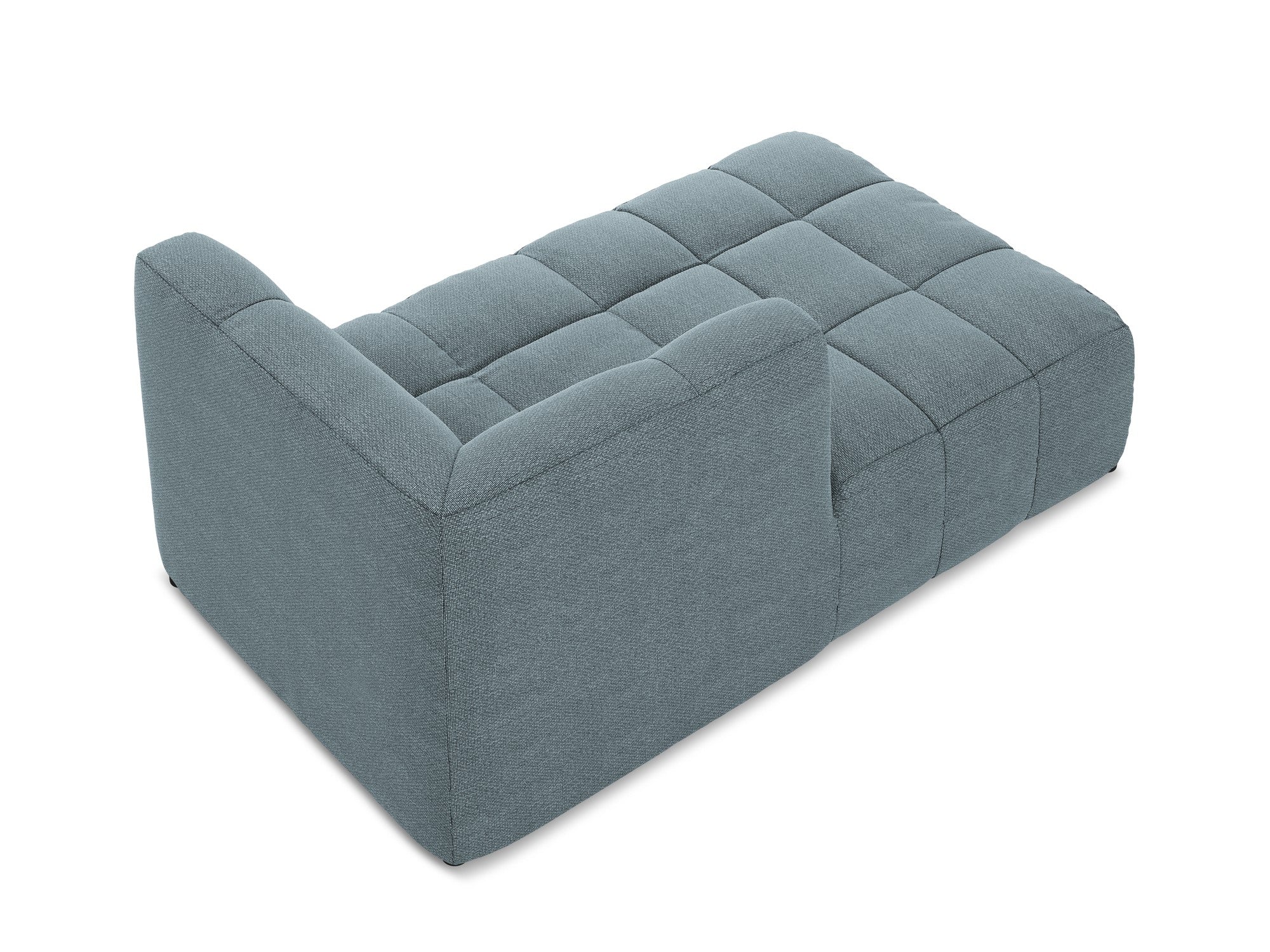 Left-facing ALOHA denim blue boucle chaise longue