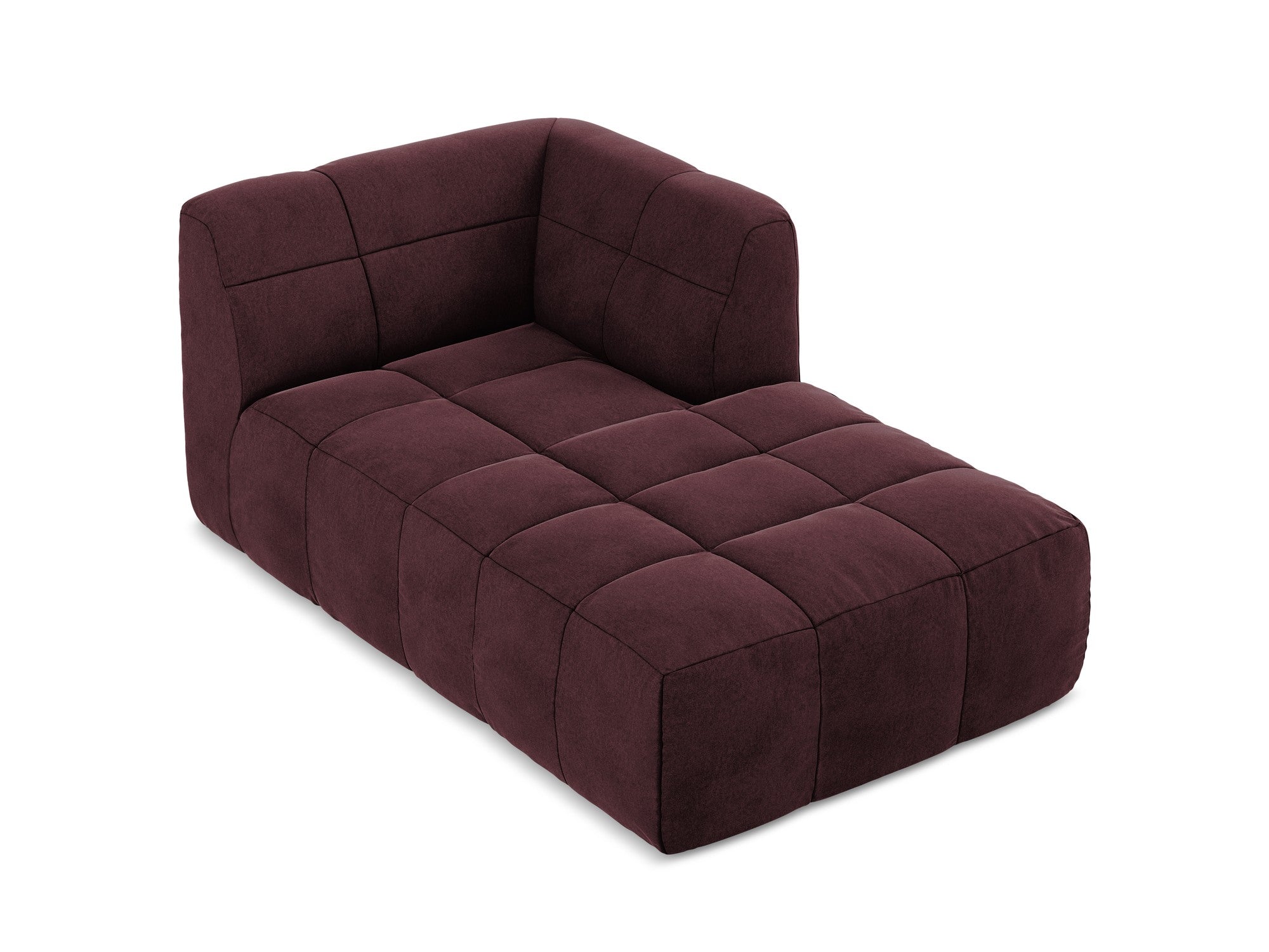 Right-facing velvet chaise lounge ALOHA in burgundy
