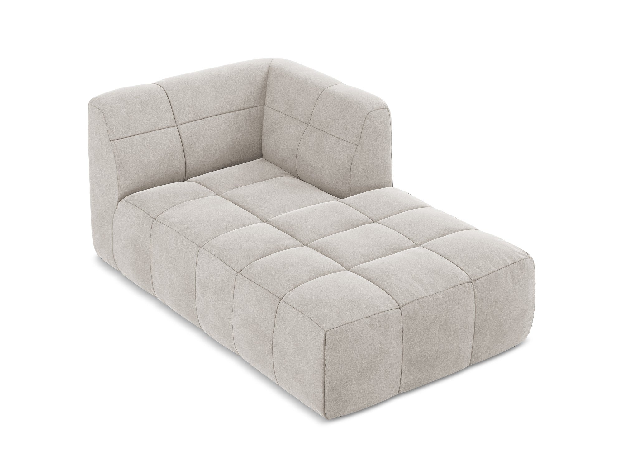 Right-facing velvet chaise lounge ALOHA light beige