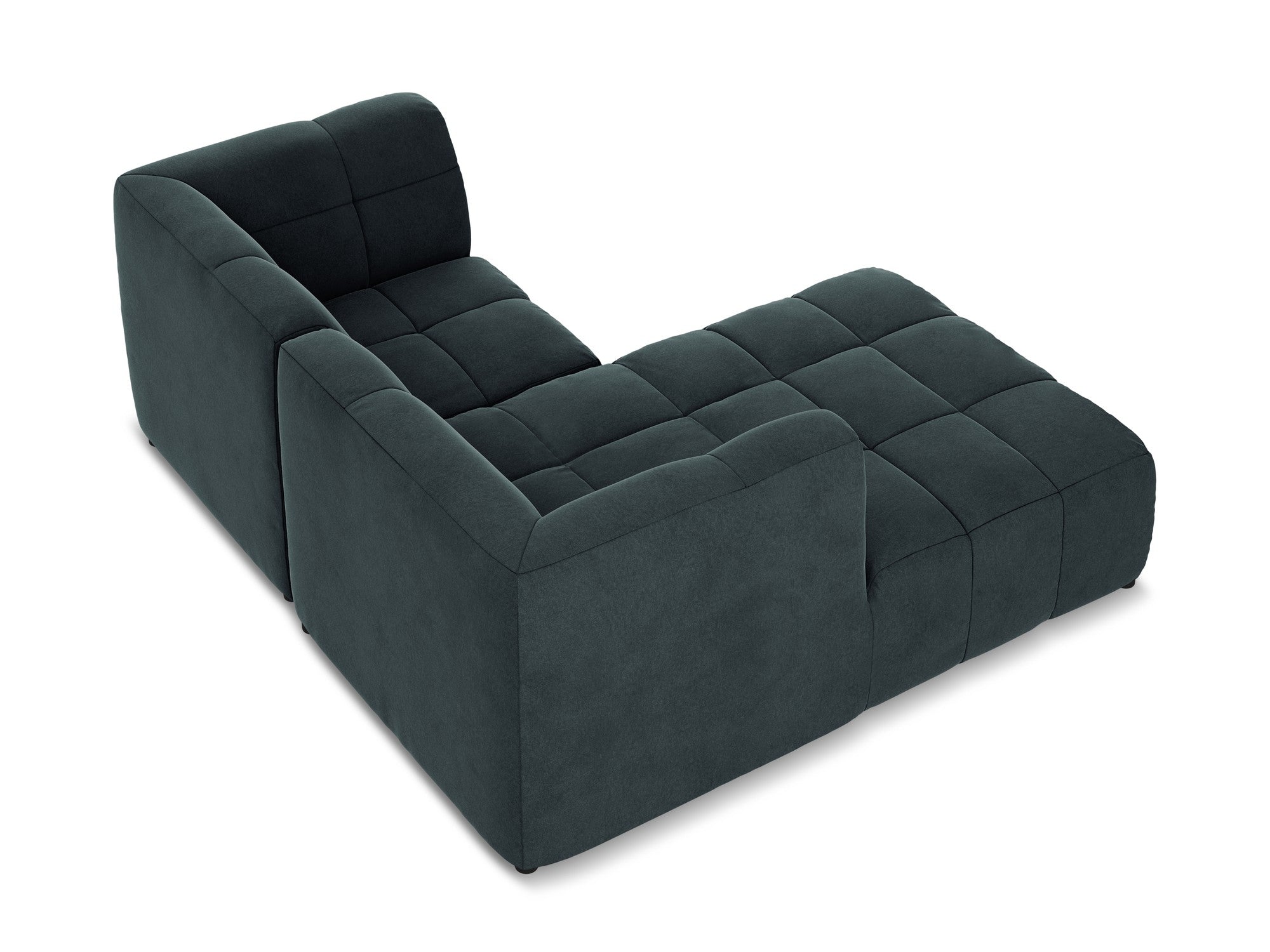 Left-facing velvet modular sofa for 2 people ALOHA in sea green