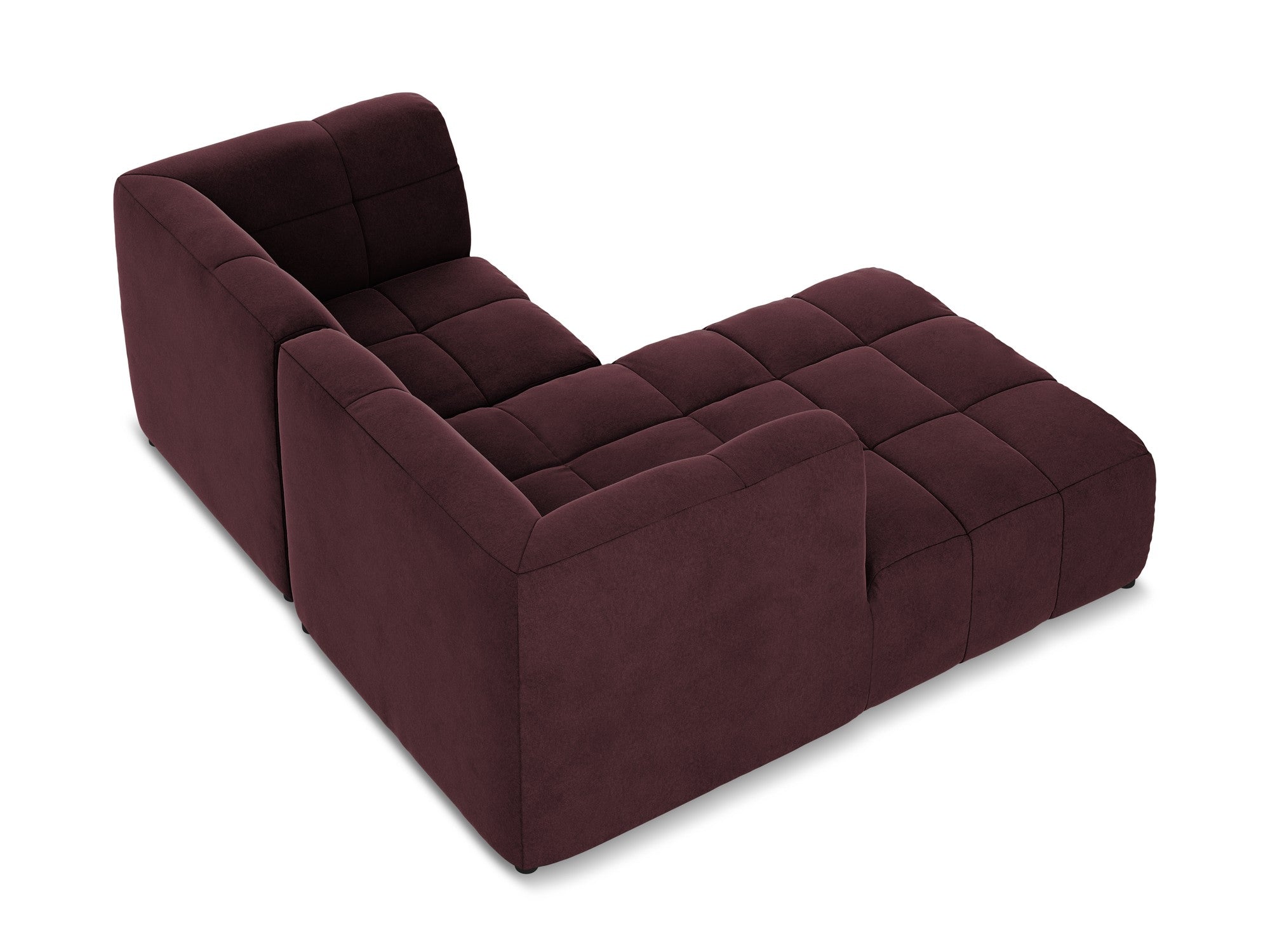 Left-facing velvet modular sofa for 2 people ALOHA in burgundy