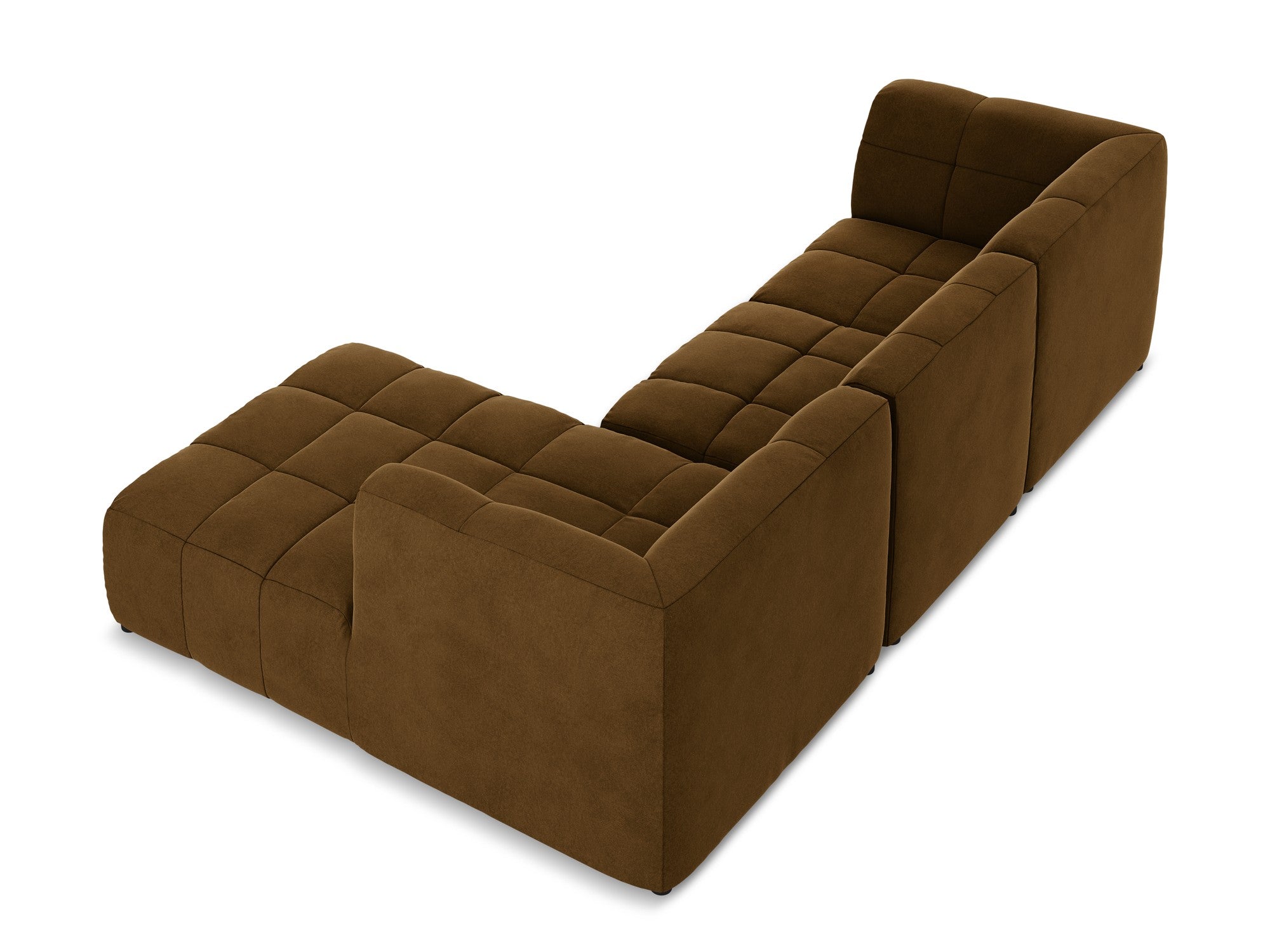 Mustard Right-Handed Velvet Modular Sofa for 3 People ALOHA