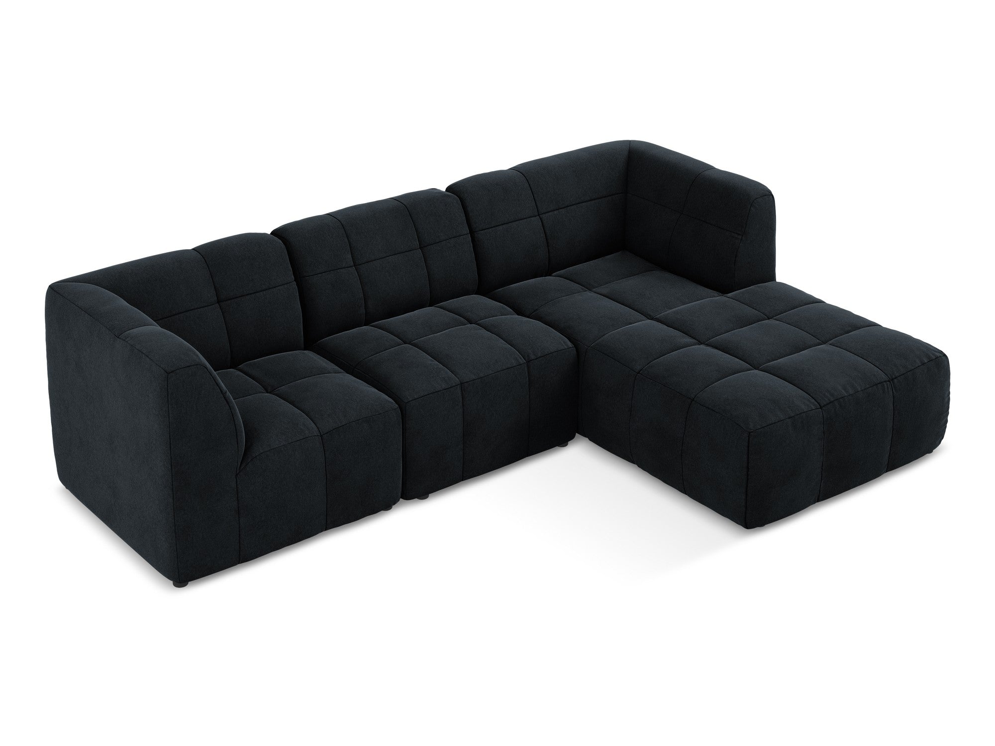 Right-facing velvet modular sofa for 3 people ALOHA in royal blue