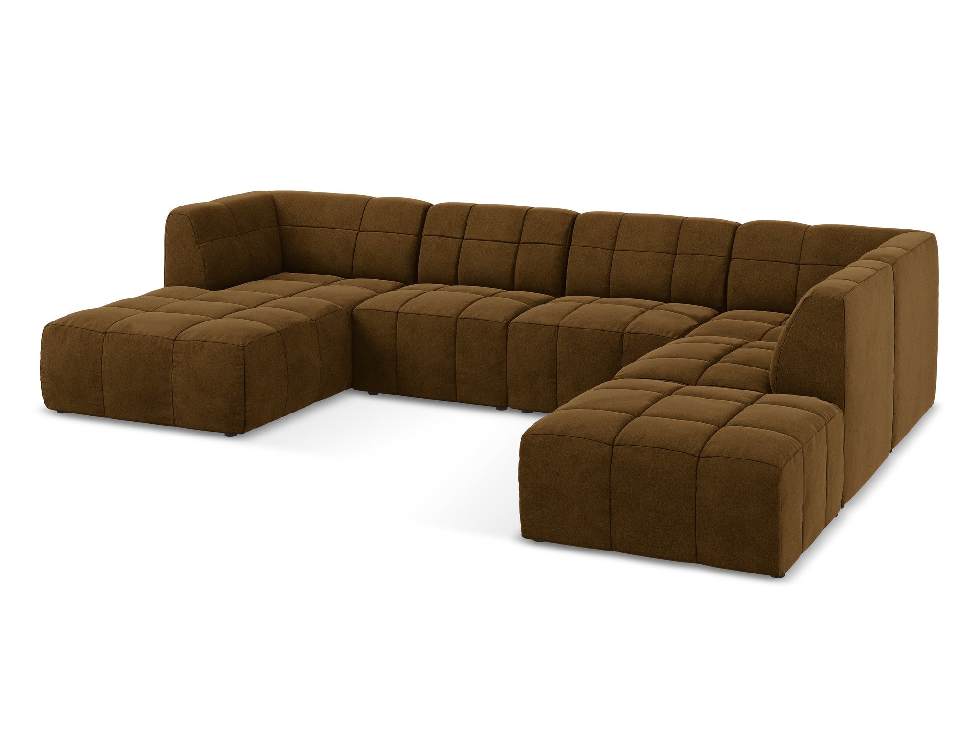 Modular Panoramic Velvet Corner Sofa ALOHA Mustard