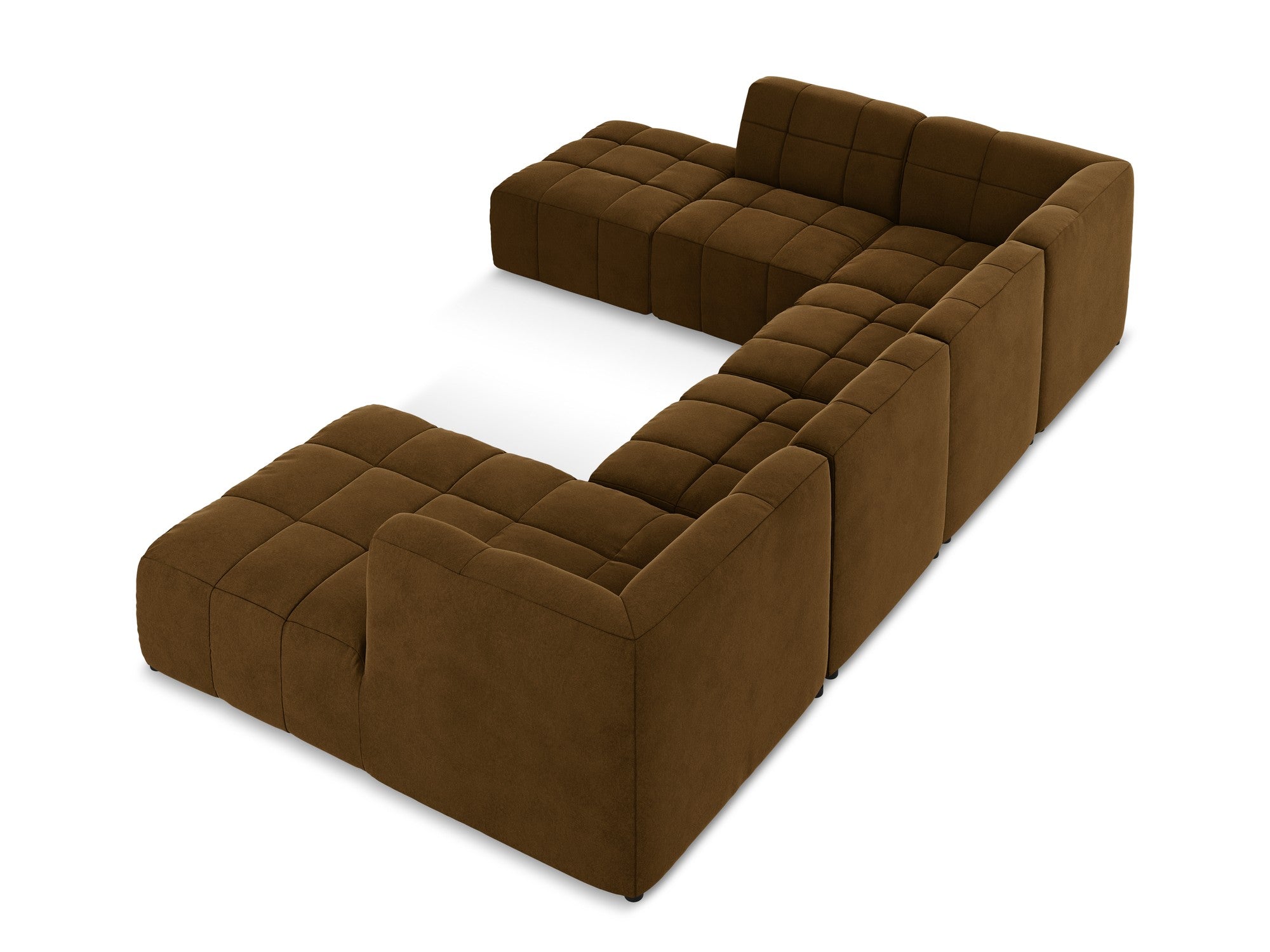 Modular Panoramic Velvet Corner Sofa ALOHA Mustard
