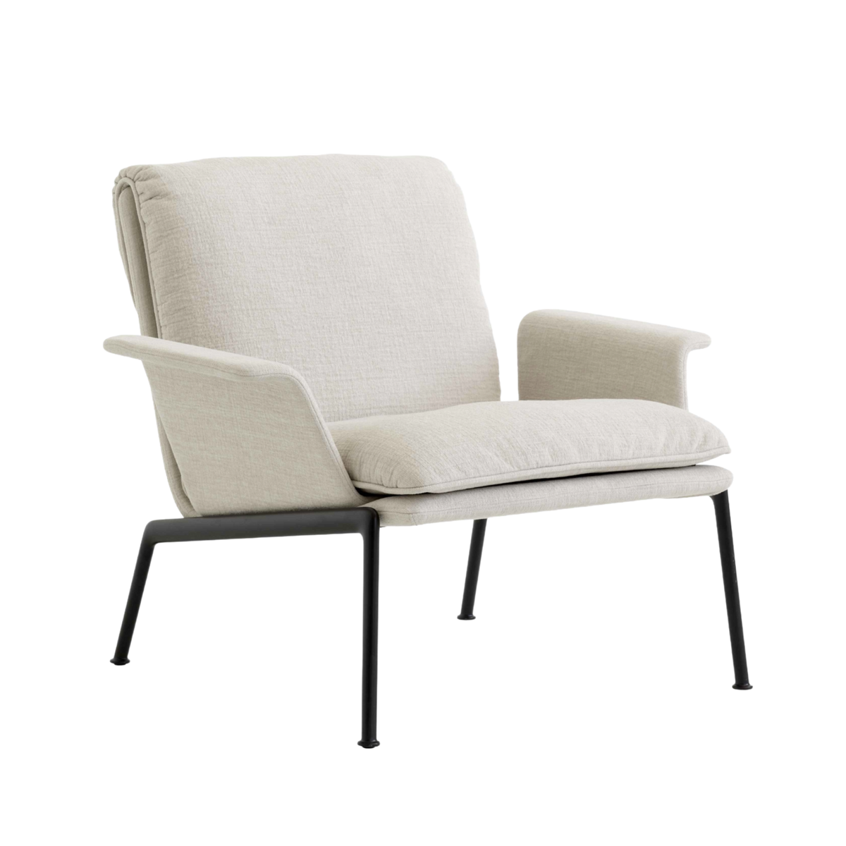 MUNO LN19 upholstered armchair with a black base