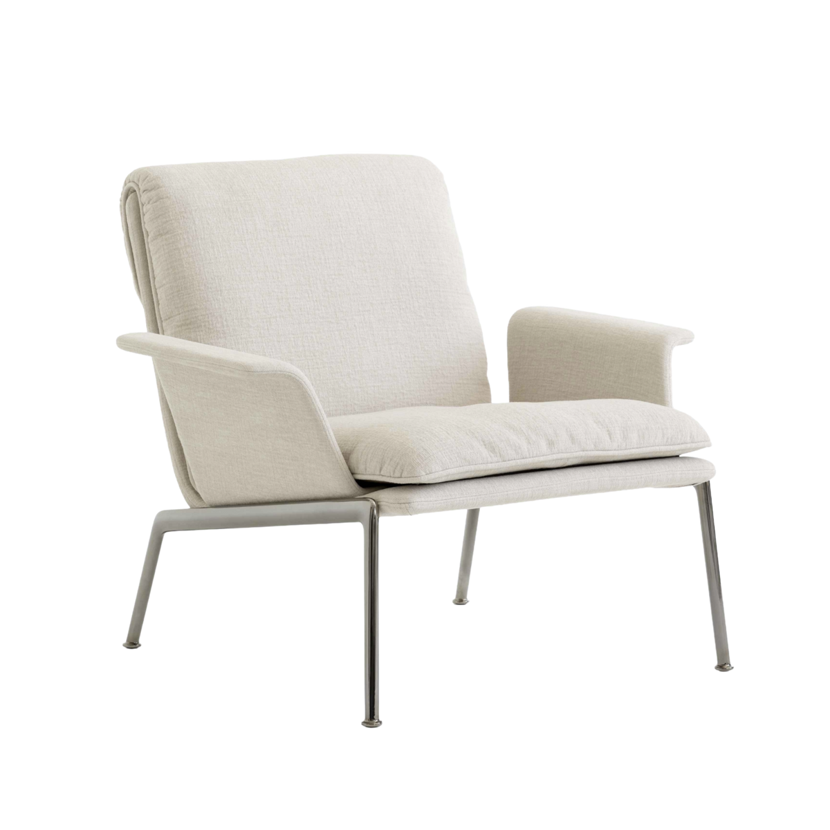 MUNO LN19 upholstered armchair with a dark aluminum base
