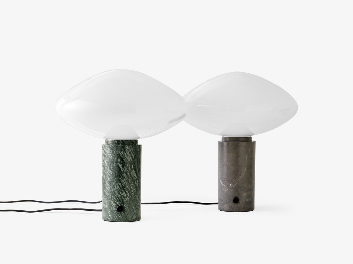 Table lamp MIST AP17 glass shade with a green marble base