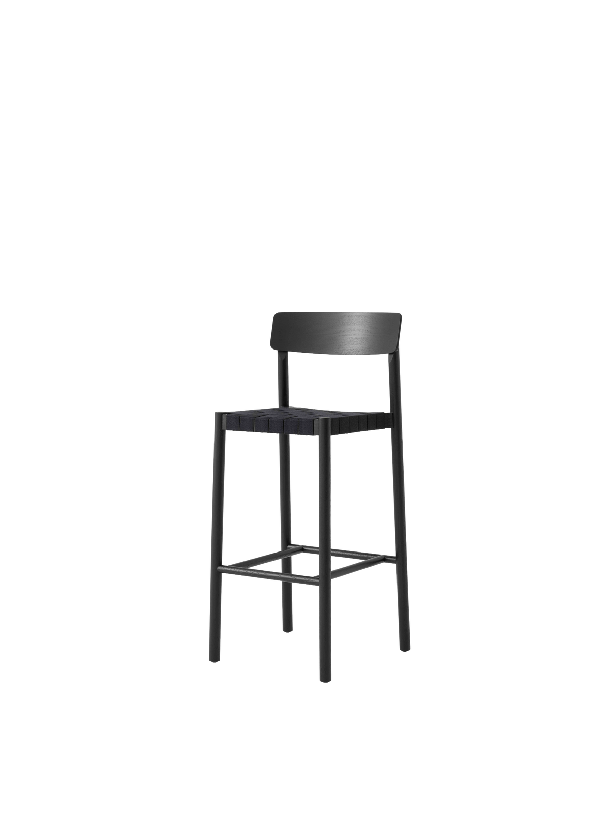 BETTY stool with a woven black seat and black lacquered ash