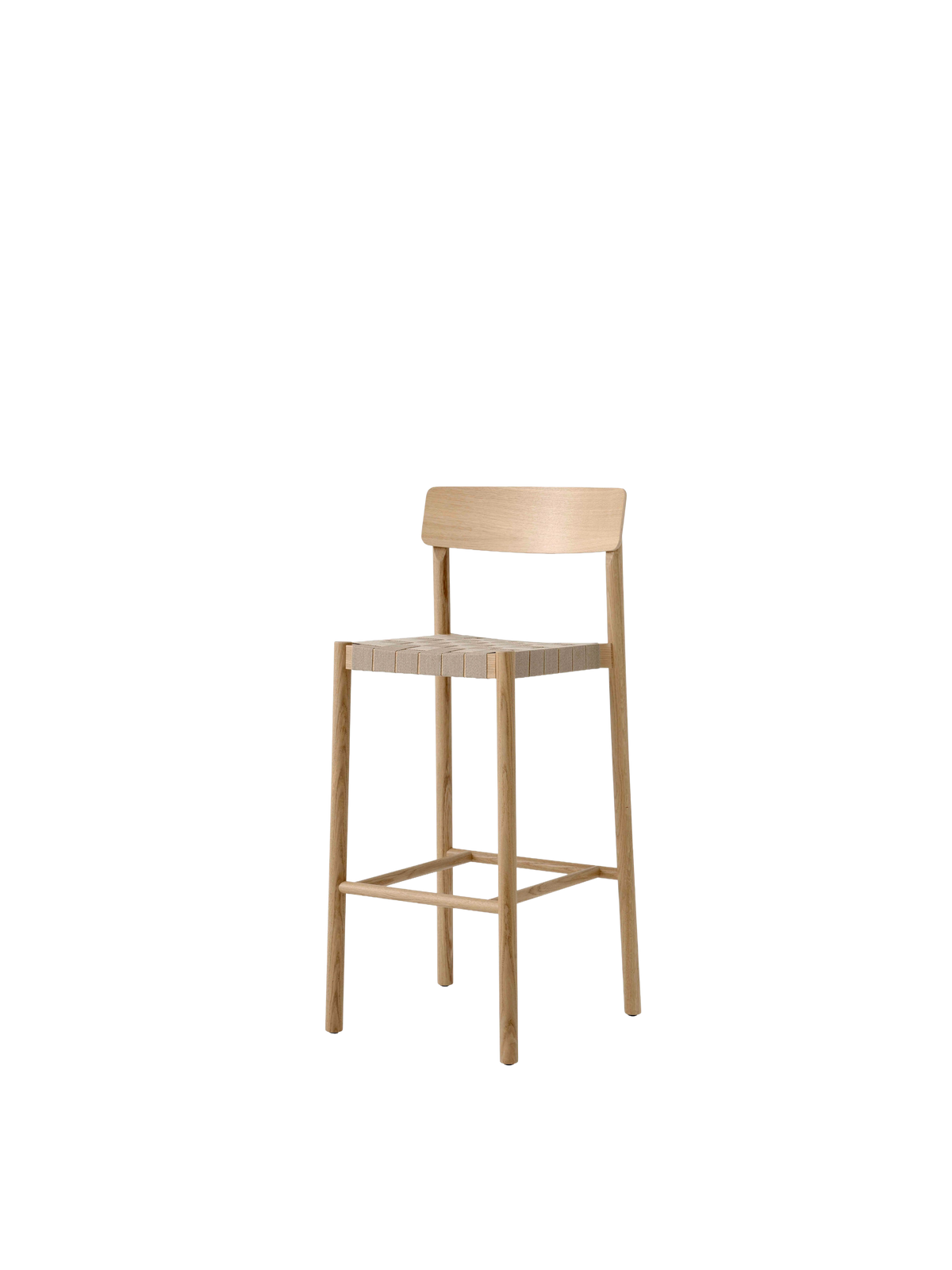 BETTY Stool with beige woven seat and lacquered oak