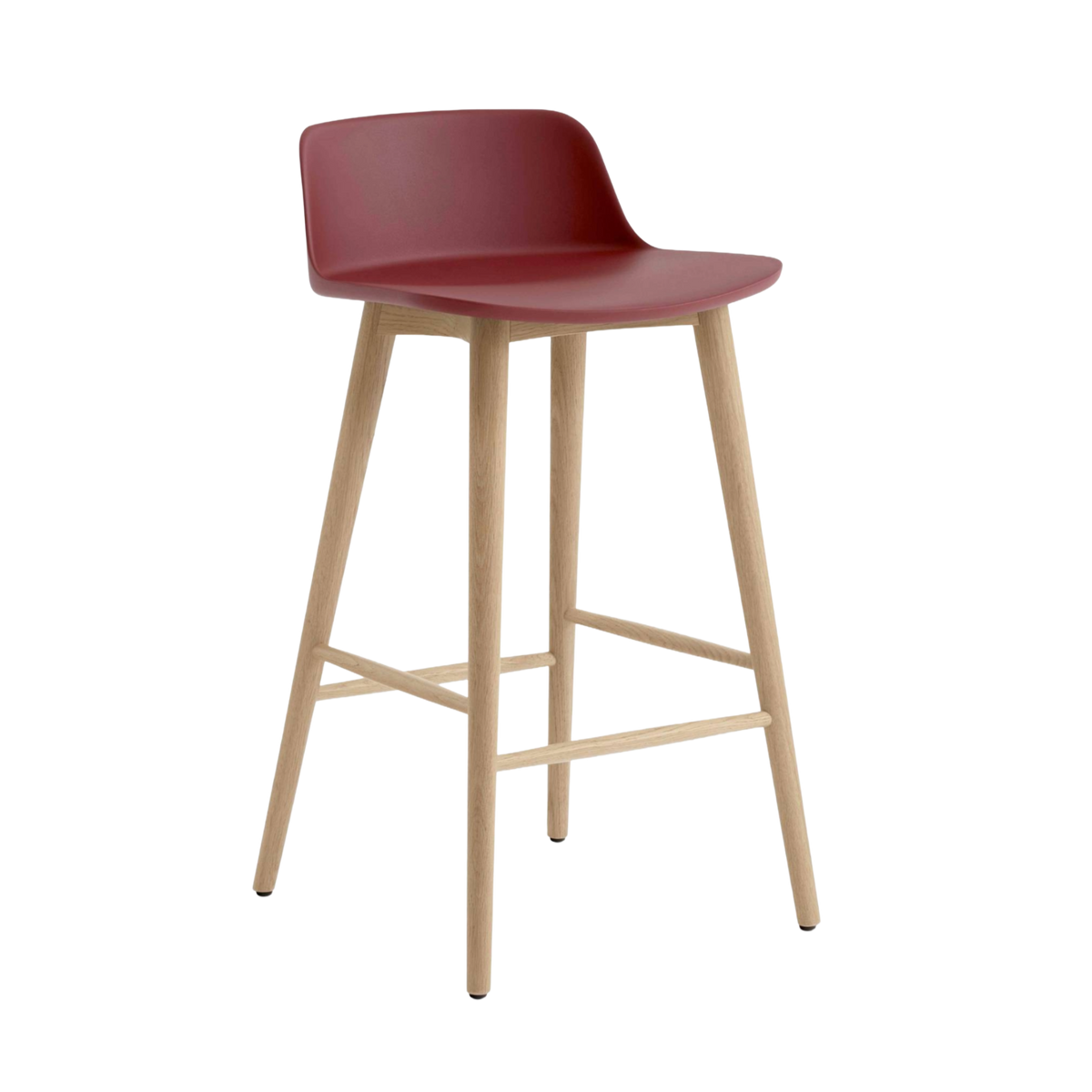 RELY Red-Brown Bar Stool with Oak Base