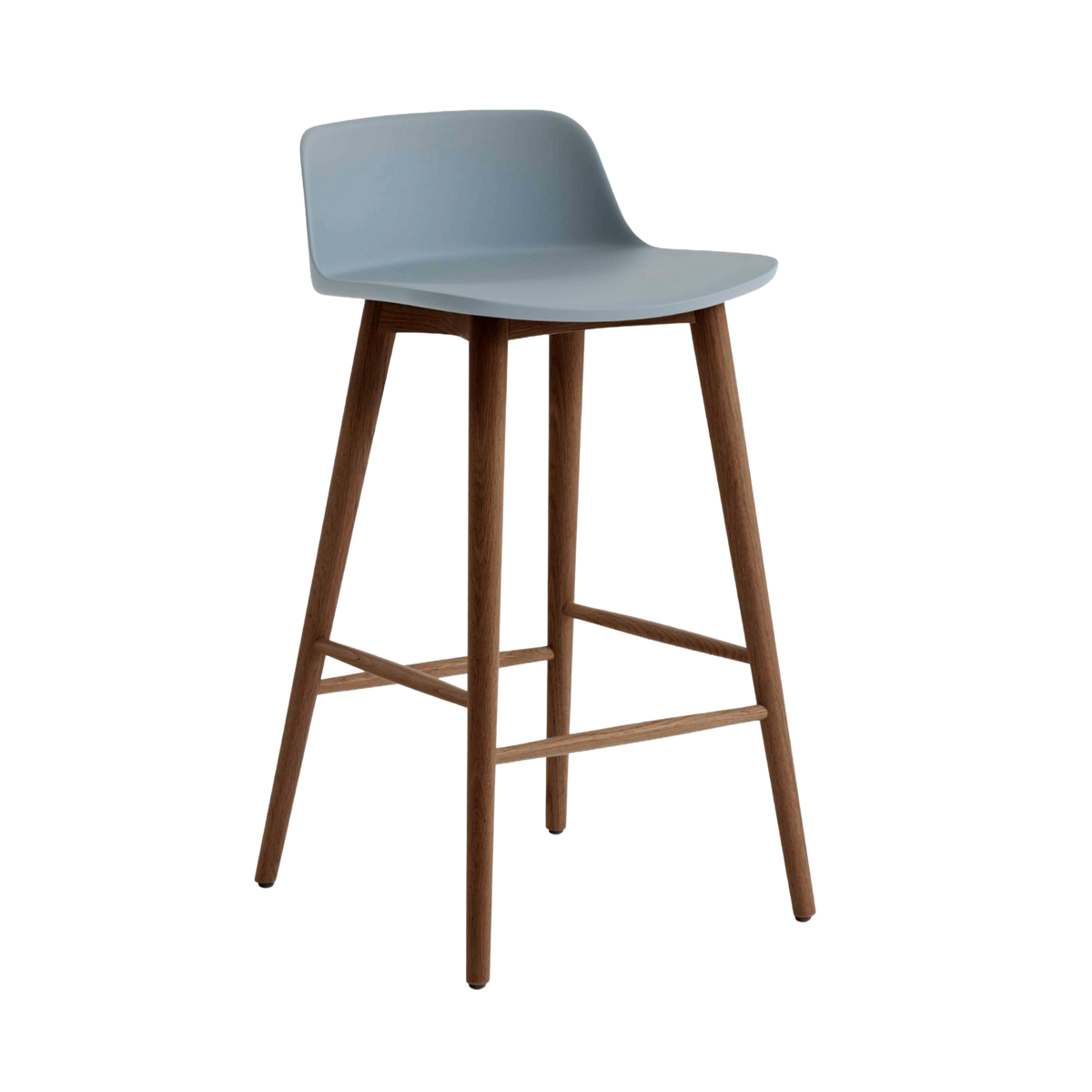 RELY Stool in Sky Blue with Walnut Base