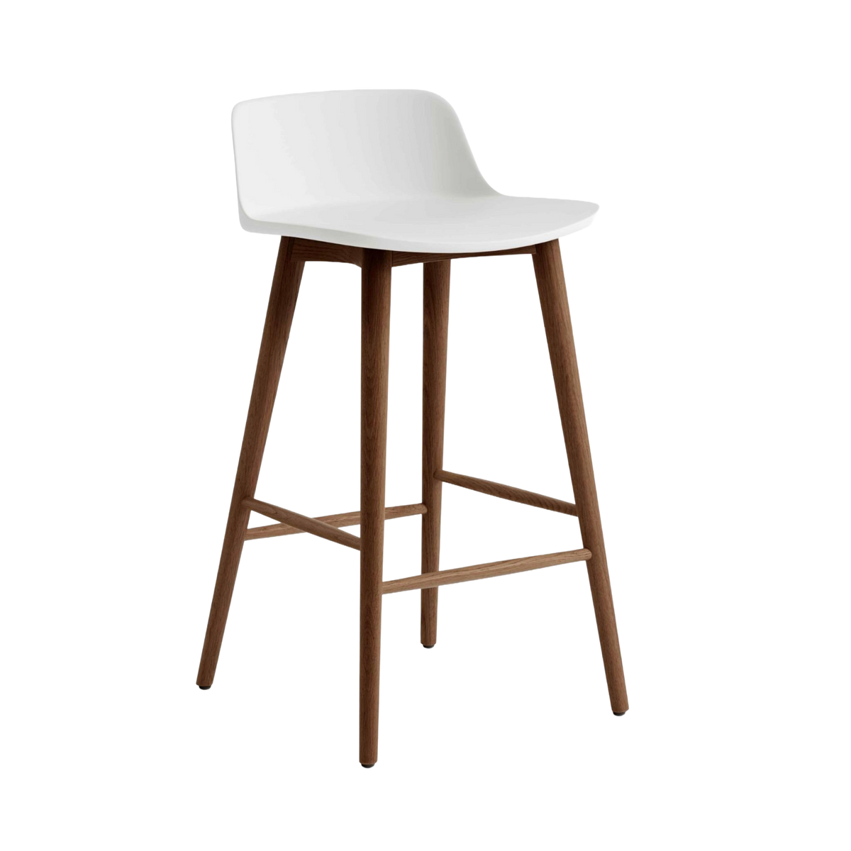 RELY Stool in White with Walnut Base