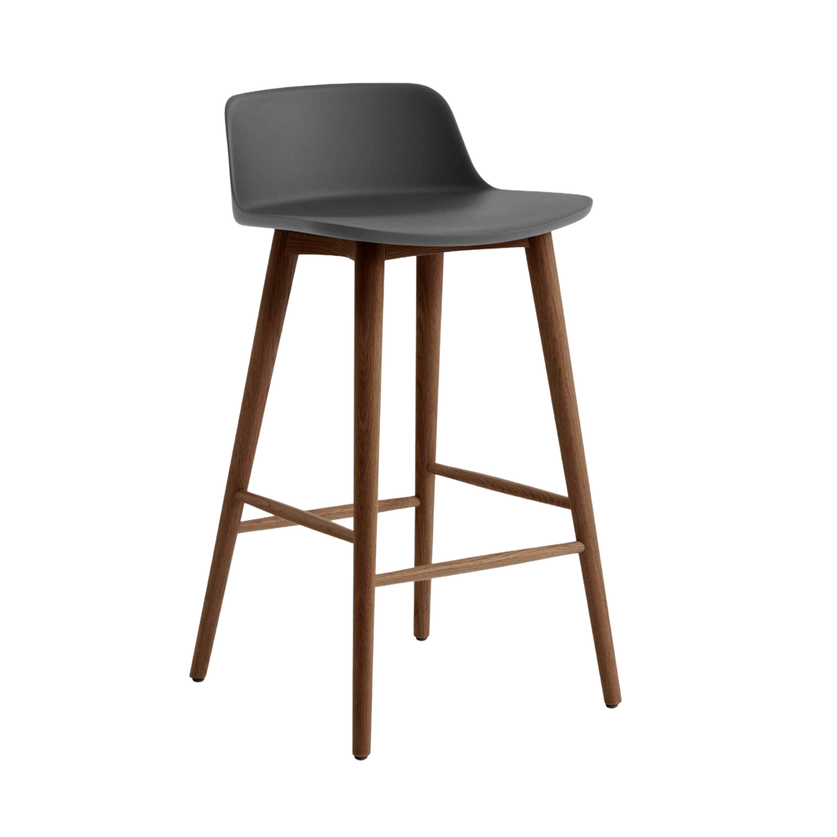 RELY Stool in Graphite with Walnut Base