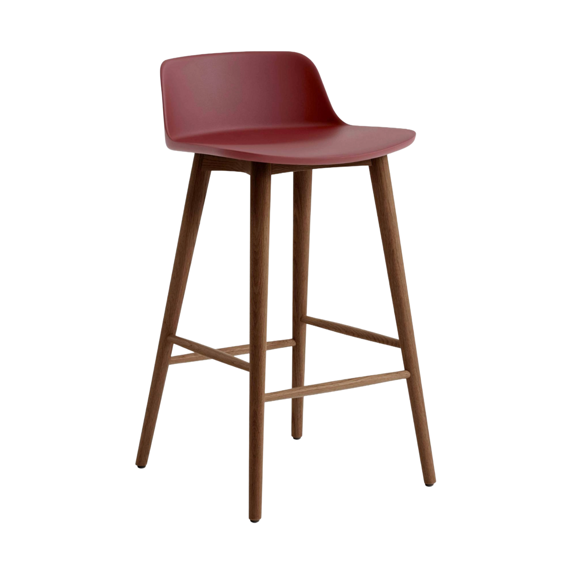 RELY Stool in Red-Brown with Walnut Base