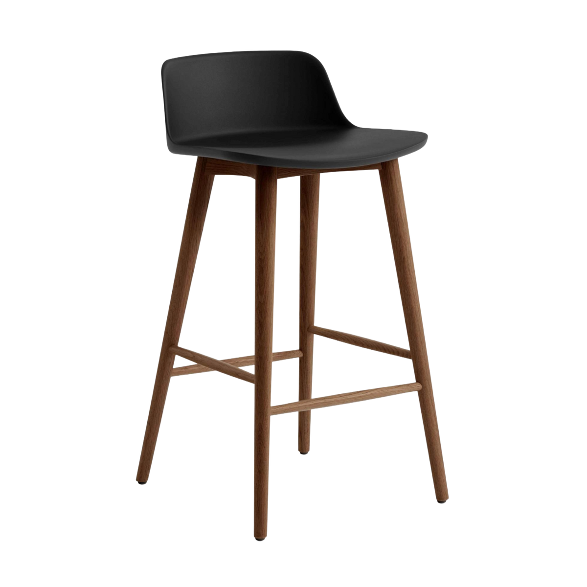 RELY Black Bar Stool with Walnut Base