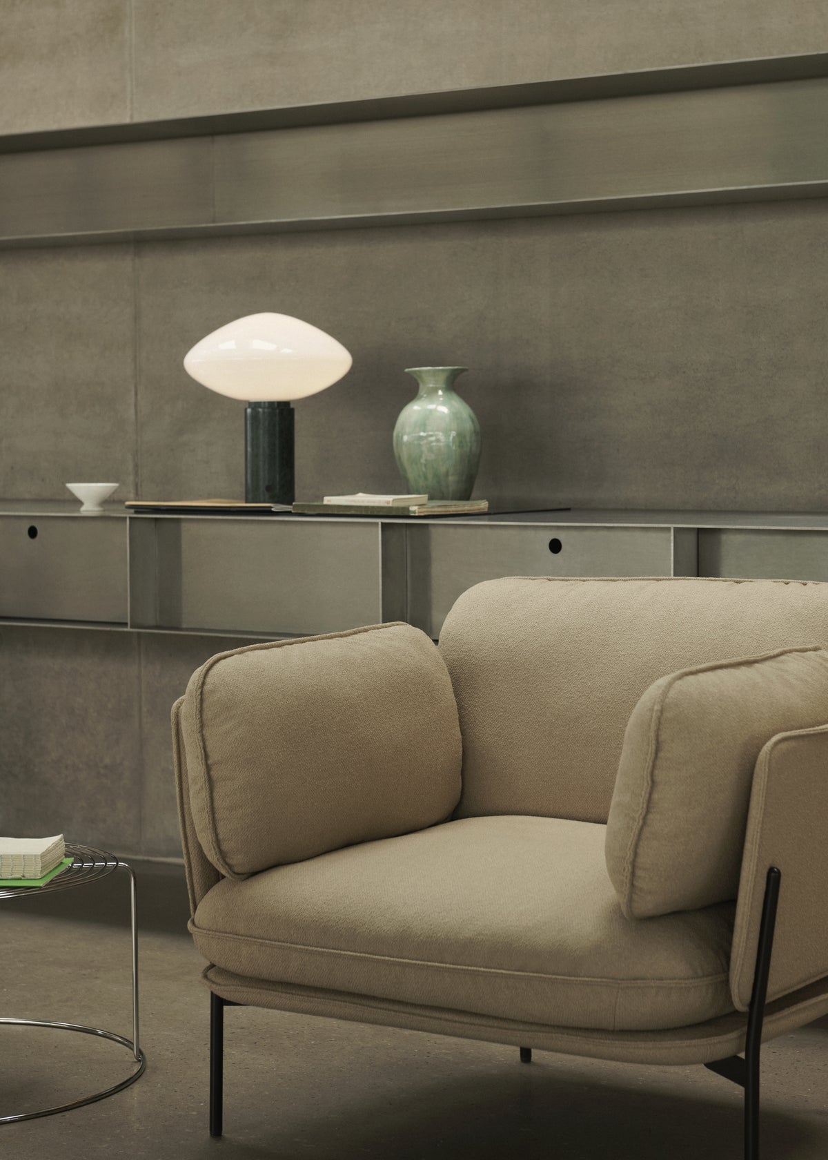 Table lamp MIST AP17 glass shade with a green marble base