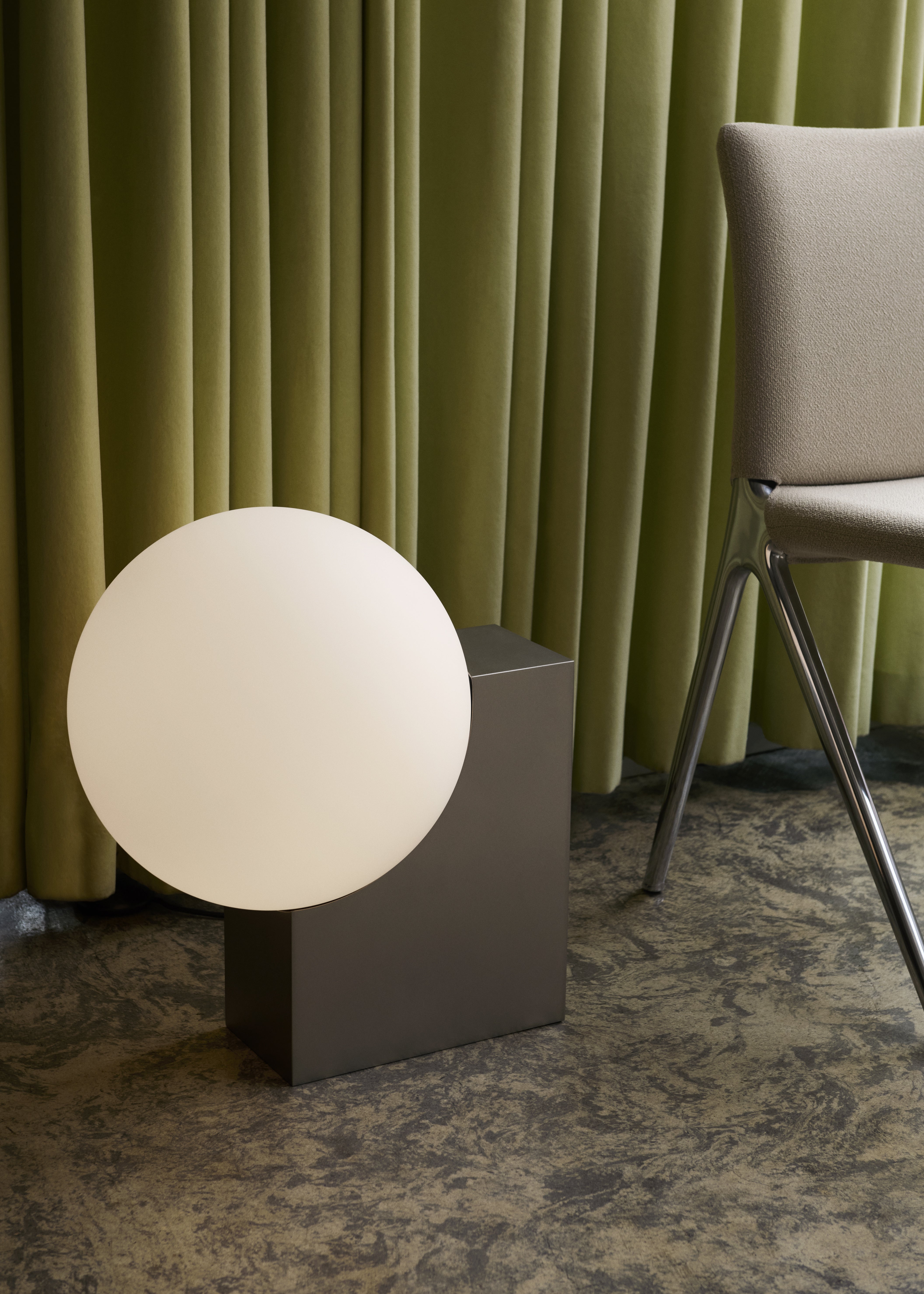 JOURNEY SH4 Floor Lamp with a Glass Shade and Brushed Steel Base