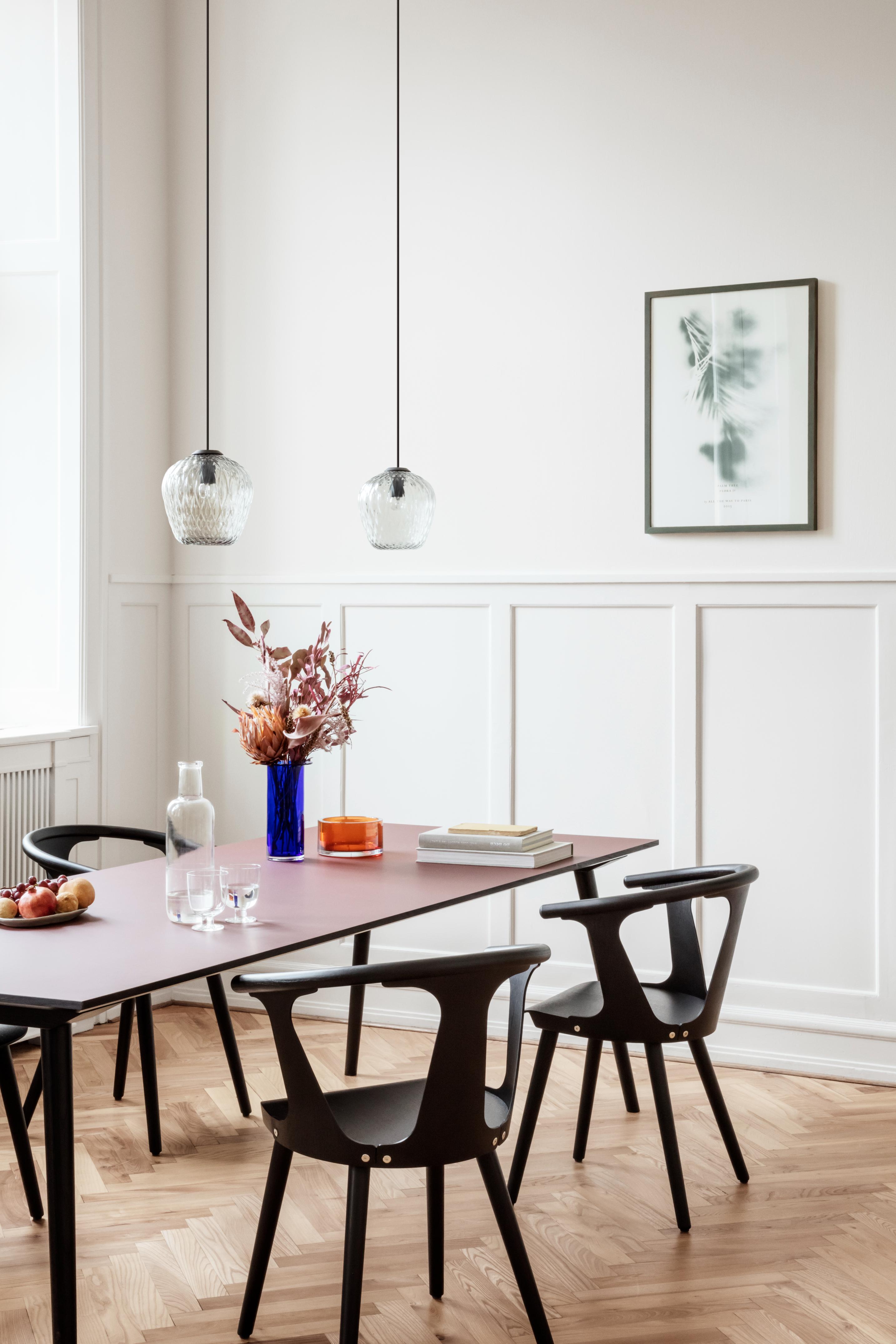 Blown pendant lamp with a glossy shade