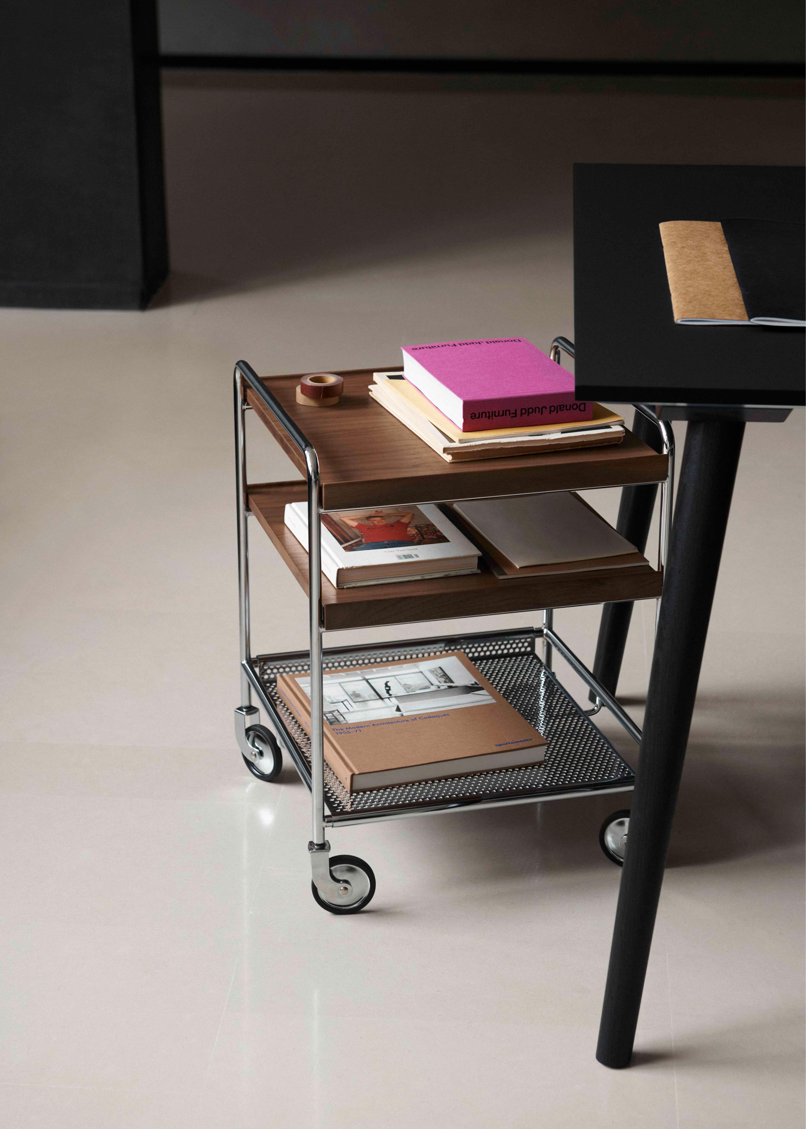 ALIMA NDS2 cart in chrome with oak wood