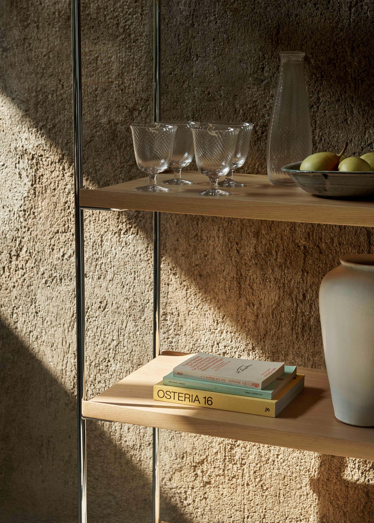 ALIMA NDS6 chrome shelf with oak wood