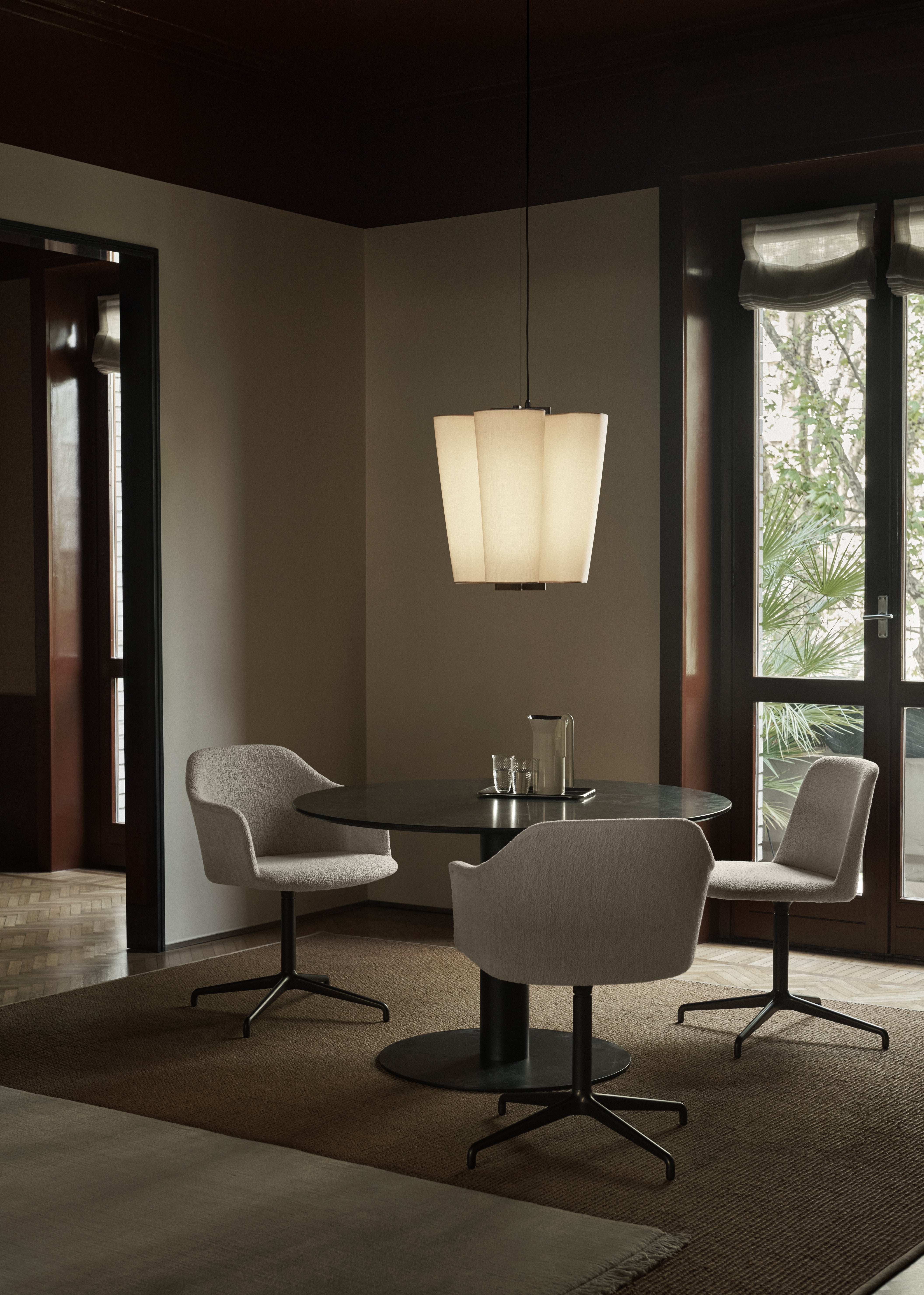 BELLA pendant lamp in beige with a brown finish