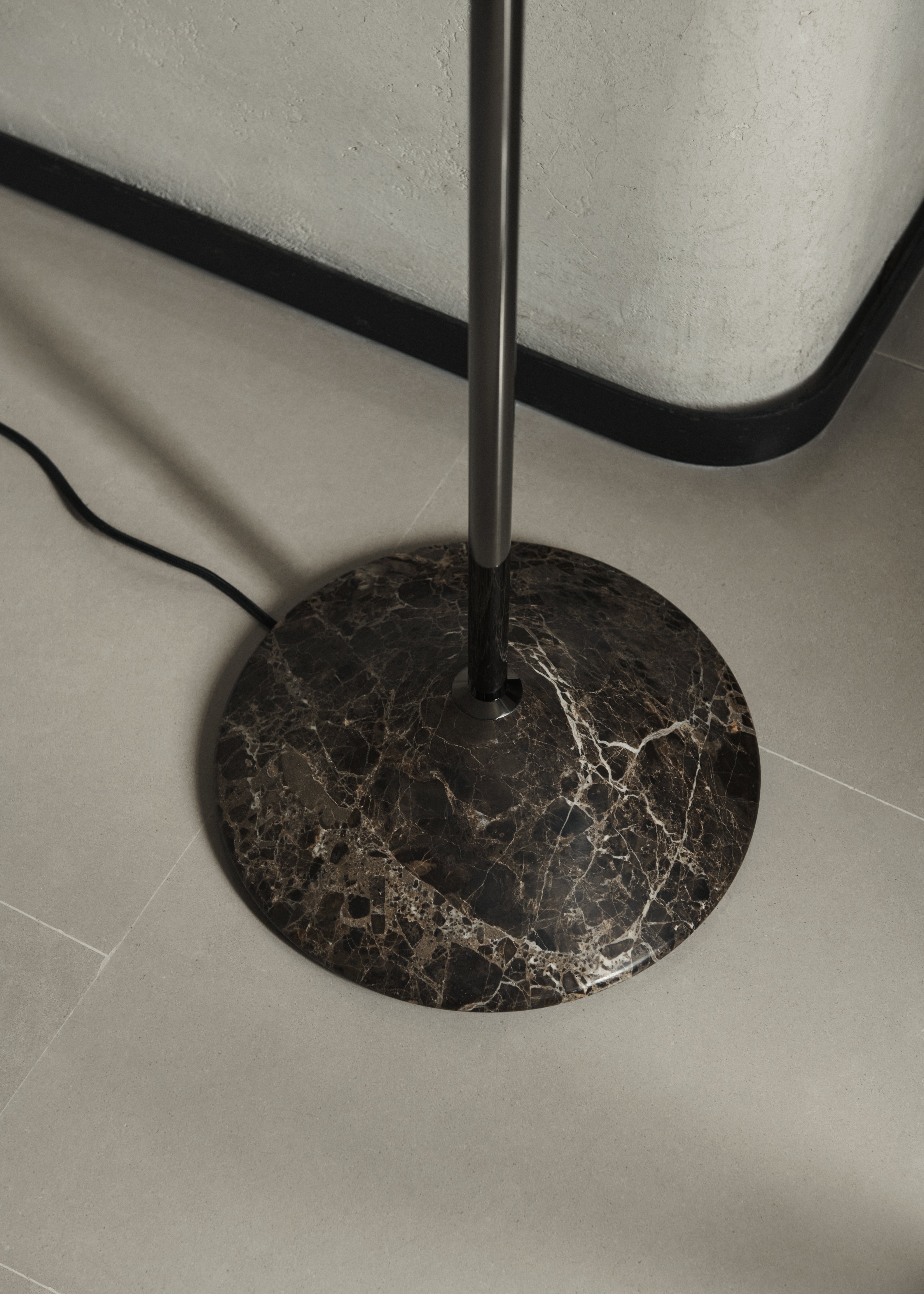 GIO LN28 Floor Lamp in Chrome with a Brown Marble Base