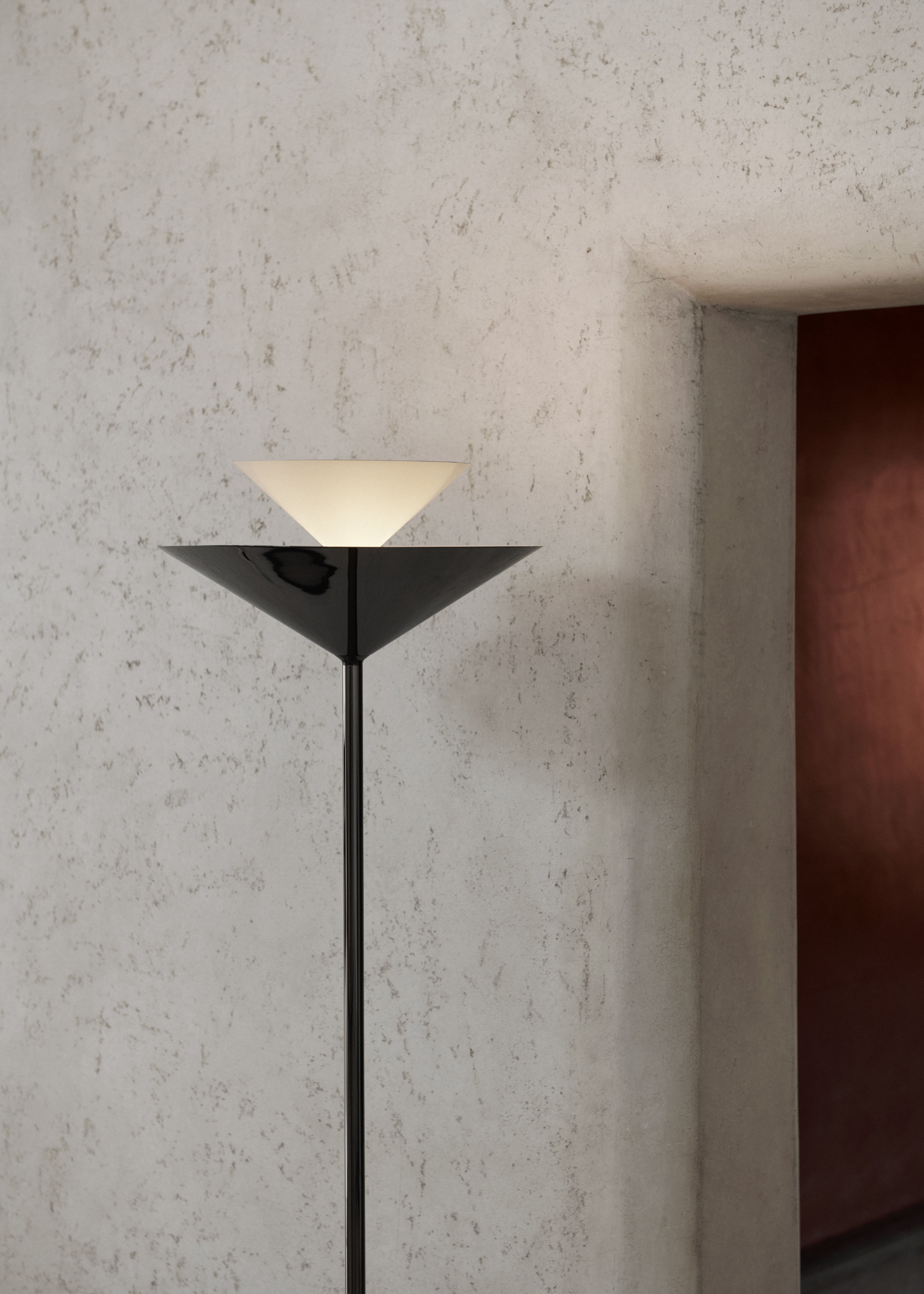 GIO LN28 Floor Lamp in Chrome with a Brown Marble Base