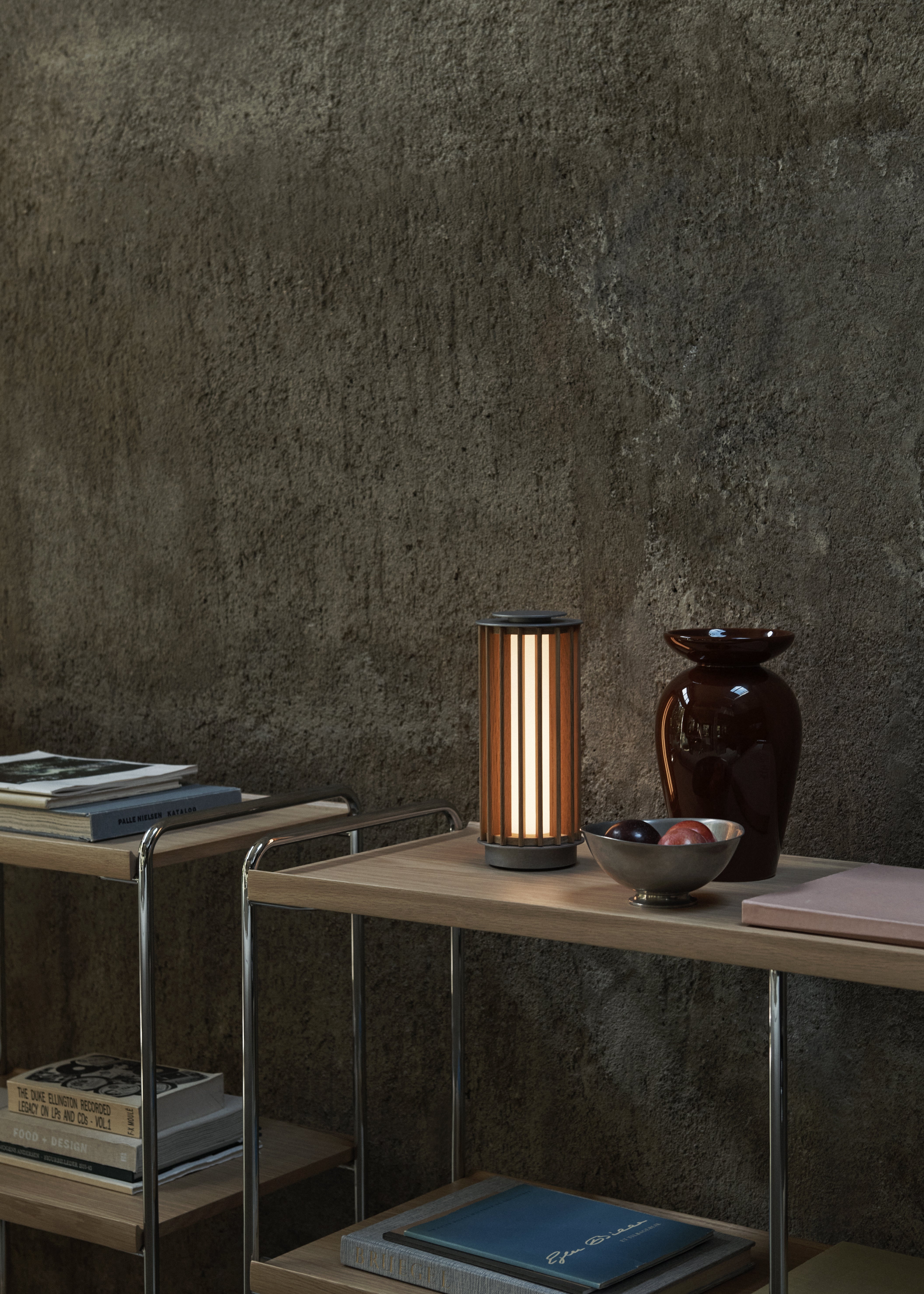 Portable lamp NUMBRA TY3 aluminum with oak wood