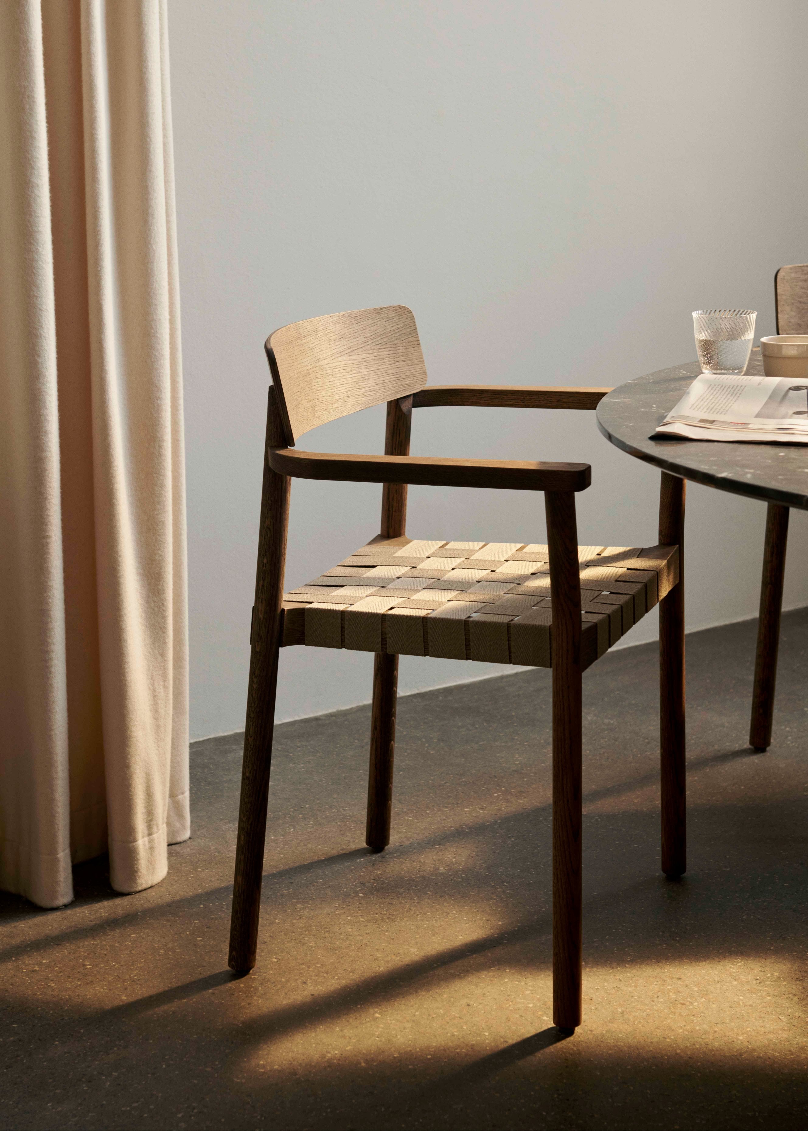 BETTY TK9 Armchair with Armrests, Black Woven Seat with Black Lacquered Ash